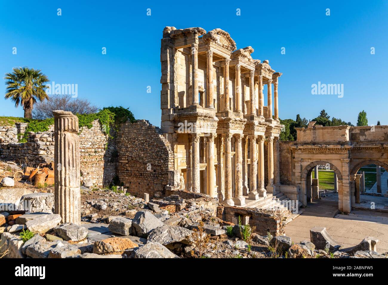 Biblioteca di Celso, resti di antiche Efeso in Turchia Foto Stock