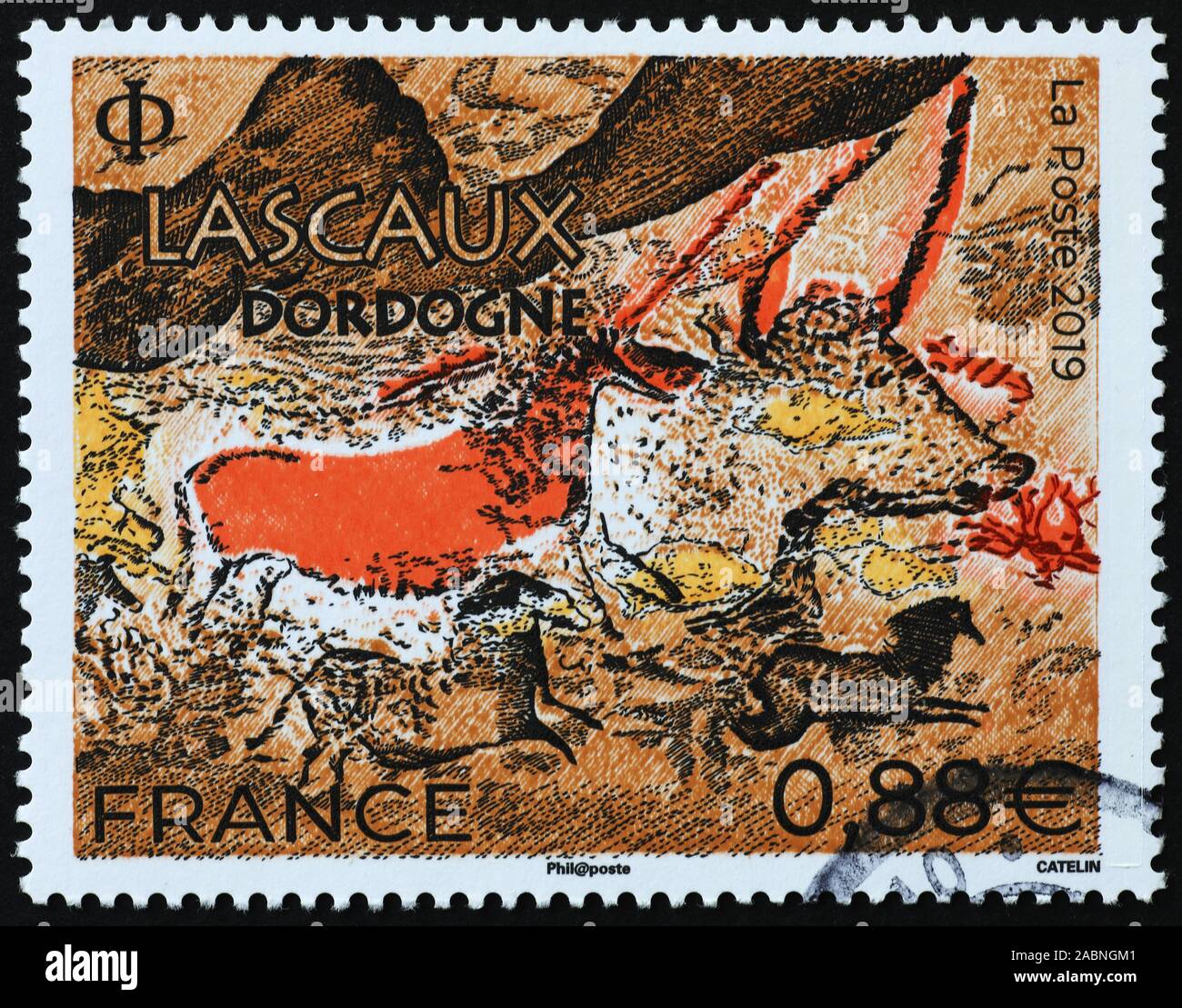 Raffigurazioni preistorici di Lascaux sul francese del timbro Foto Stock