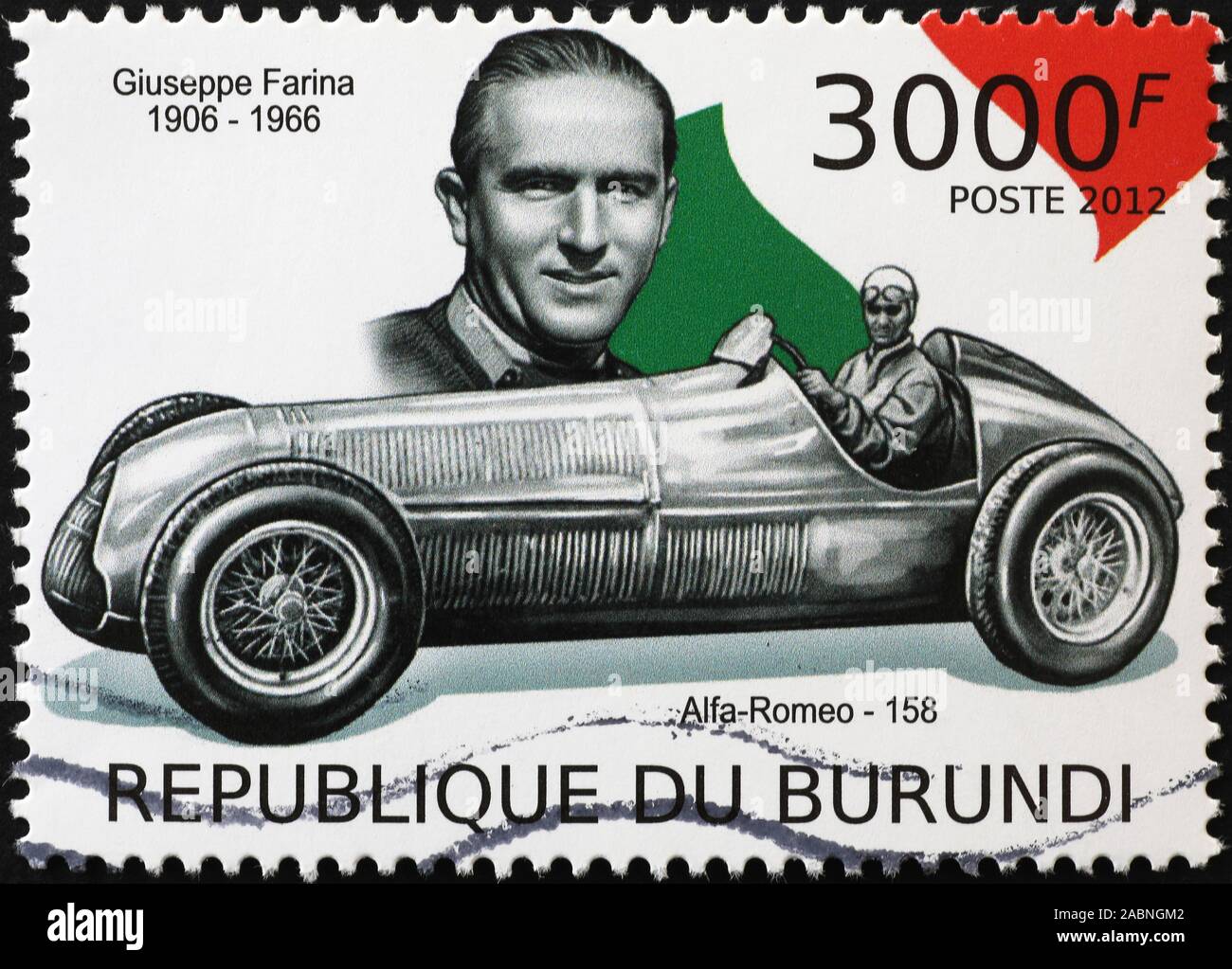 Racing driver Giuseppe Farina sul francobollo Foto Stock