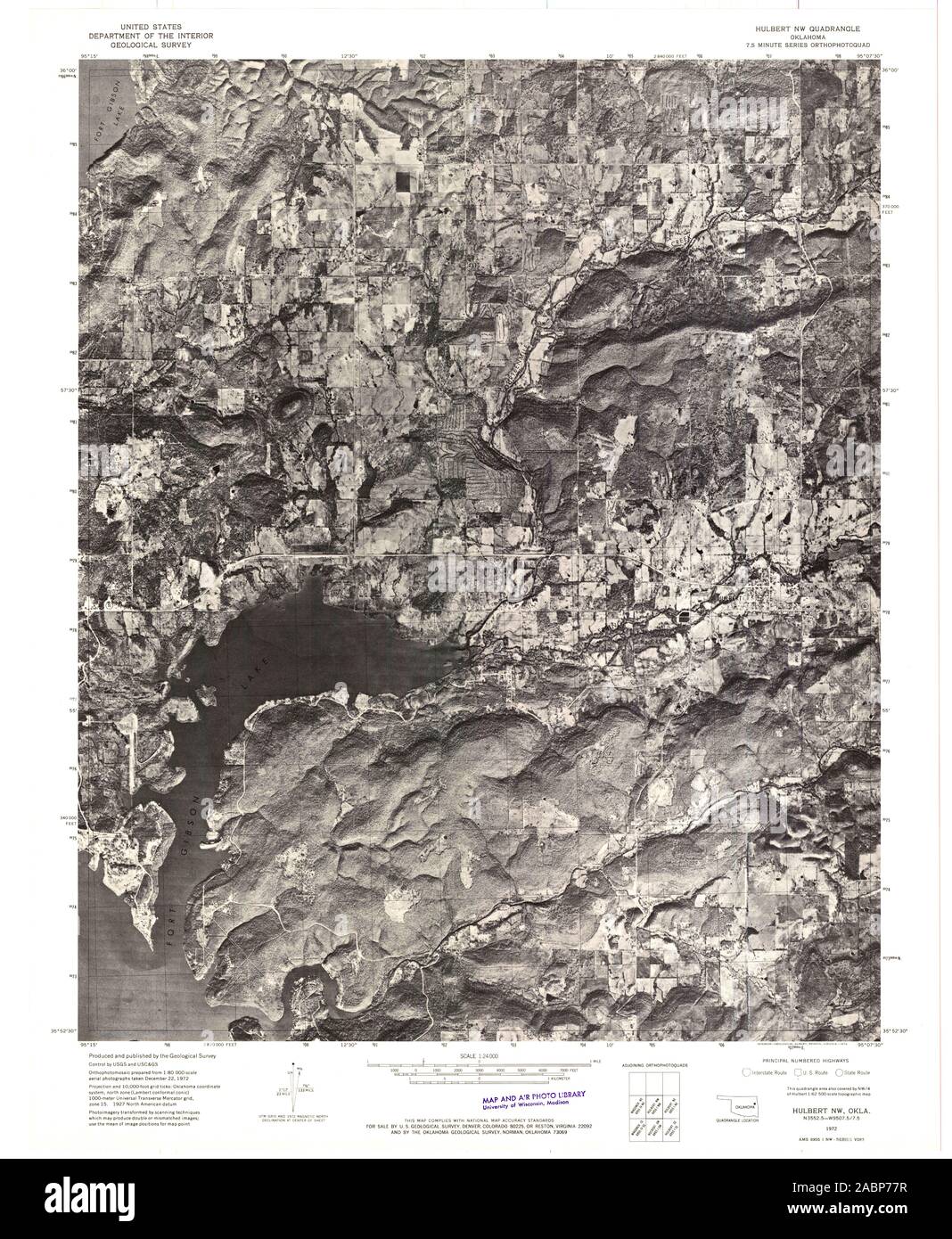 USGS TOPO Map Oklahoma OK Hulbert NW 706091 1972 24000 Restauro Foto Stock
