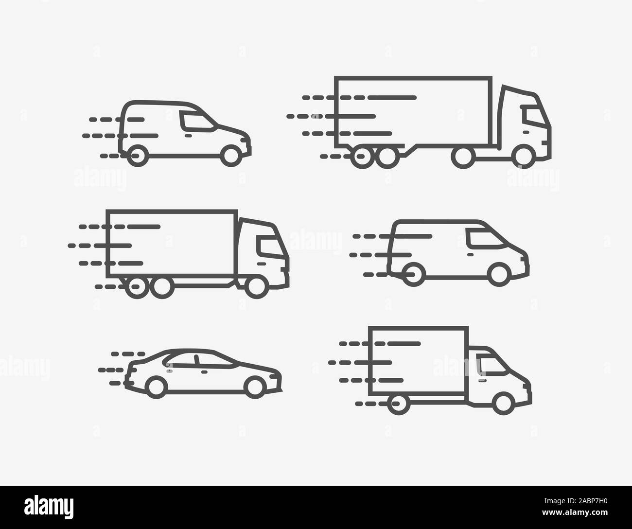 Set di icone per il trasporto. Simbolo di trasporto, consegna. Illustrazione vettoriale Illustrazione Vettoriale