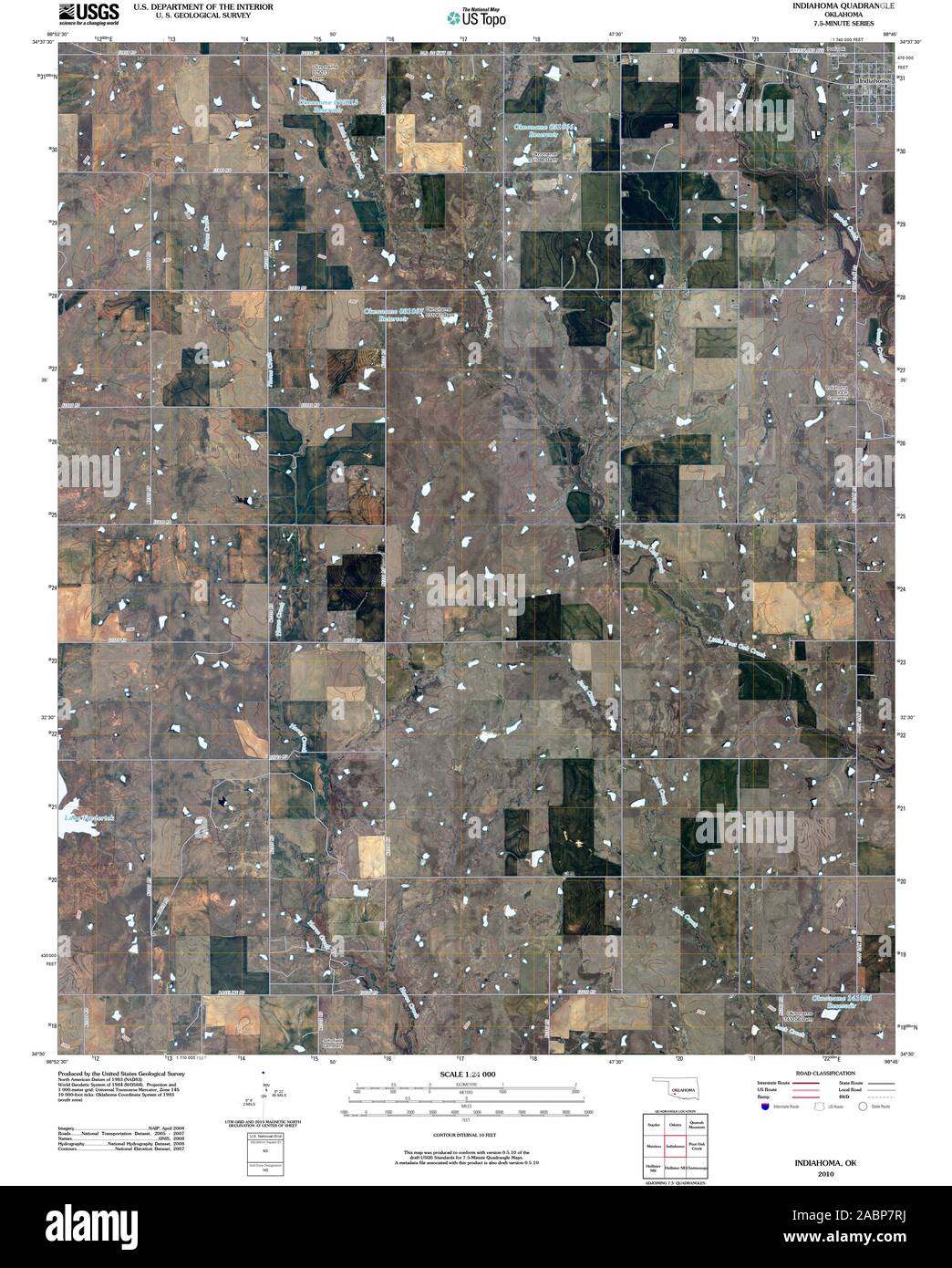 USGS TOPO Map Oklahoma OK Indiahoma 20100127 TM il restauro Foto Stock