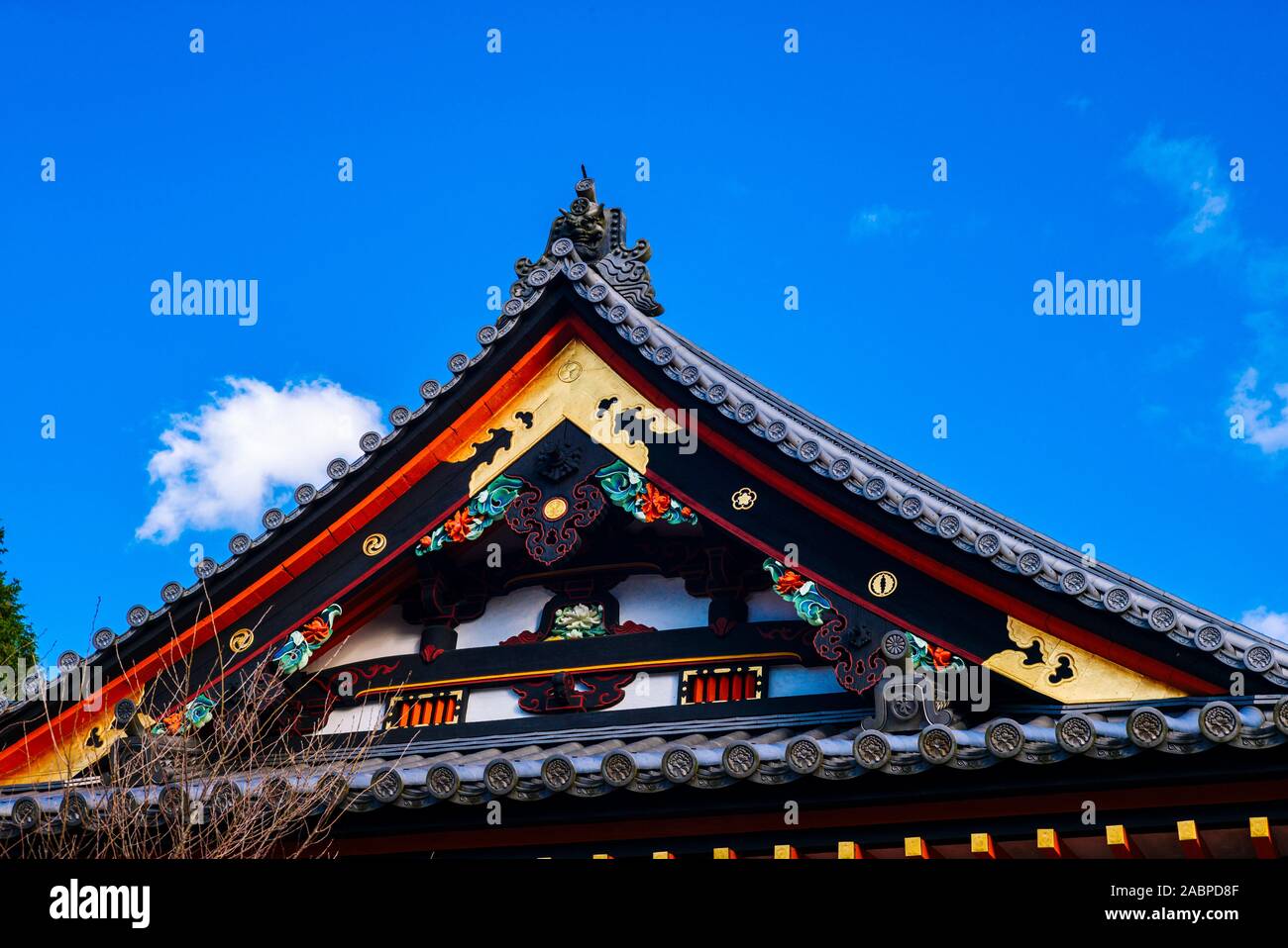 Tetto del tempio Bishamondo, Kyoto/Giappone Foto Stock