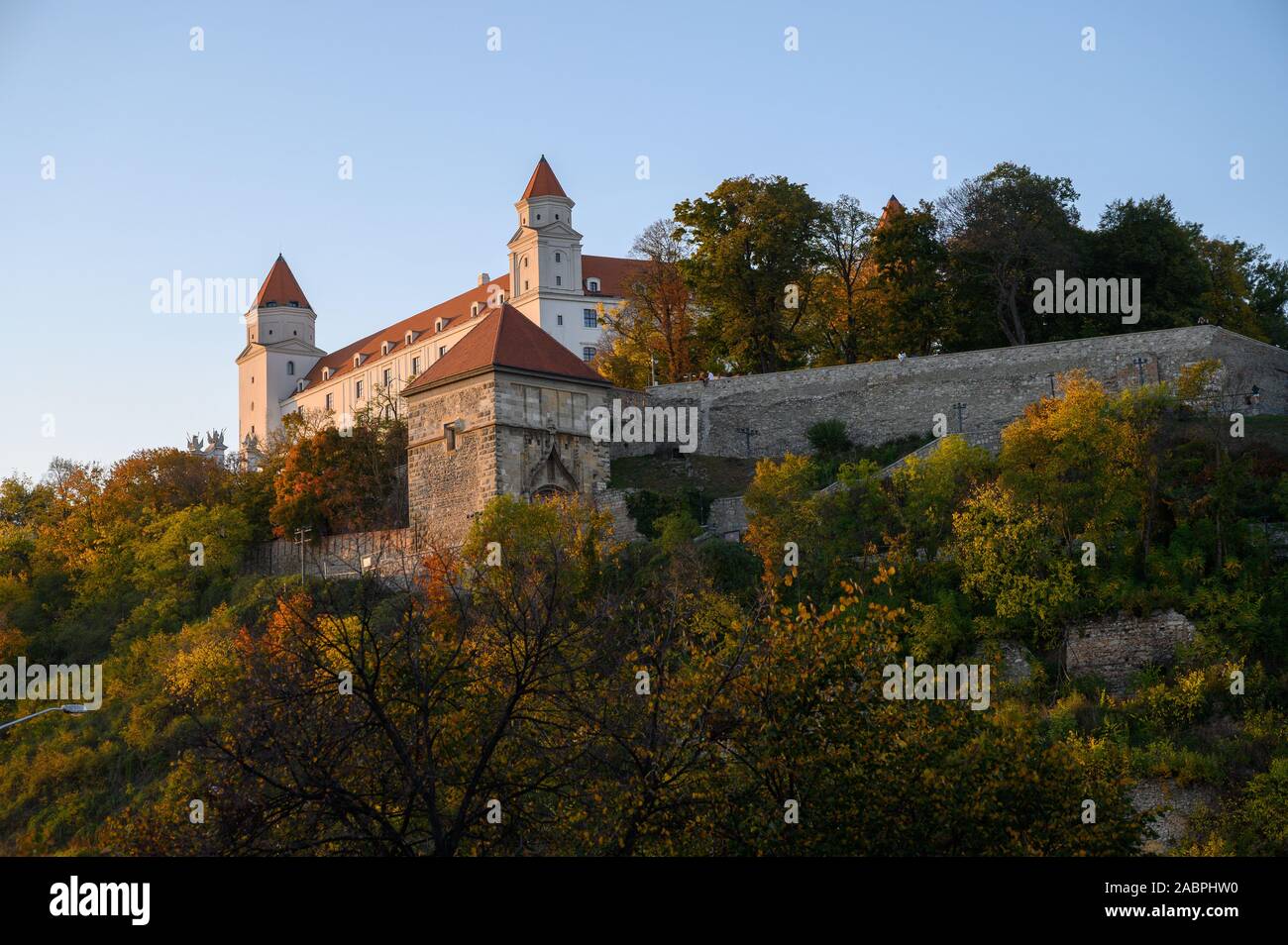 Bratislava, Slovacchia. 2019/10/21. Una vista del castello di Bratislava. Foto Stock