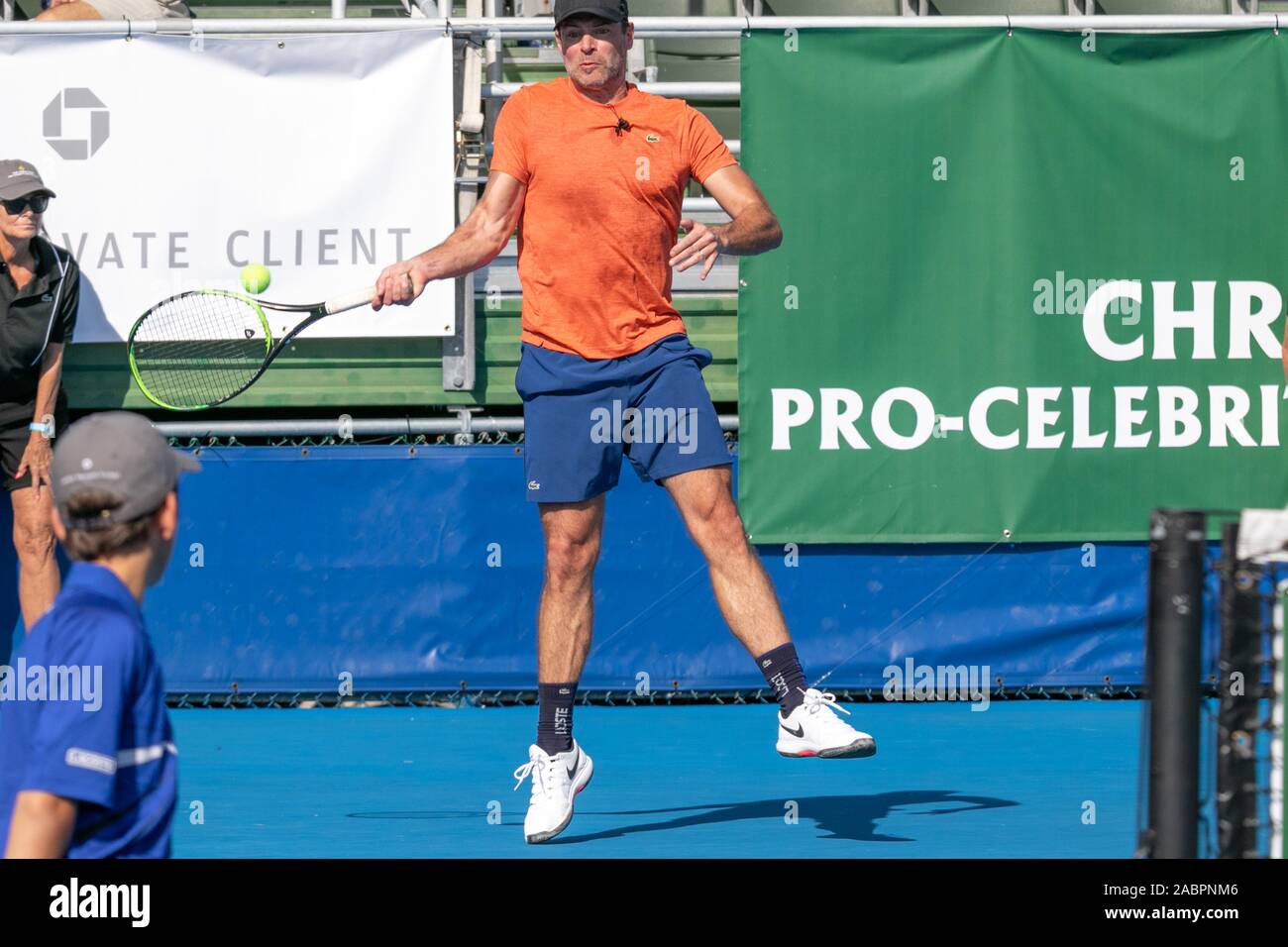 Scott Foley giocando nel Chris Evert Pro-Celebrity il torneo di tennis di Novembre 23 2019 al Delray Beach Tennis Center, Delray Beach Florida Foto Stock