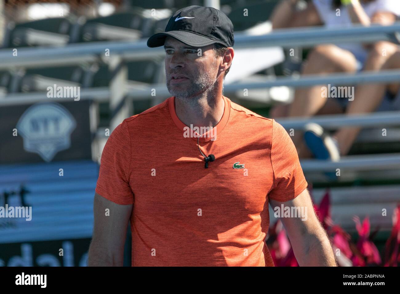 Scott Foley giocando nel Chris Evert Pro-Celebrity il torneo di tennis di Novembre 23 2019 al Delray Beach Tennis Center, Delray Beach Florida Foto Stock