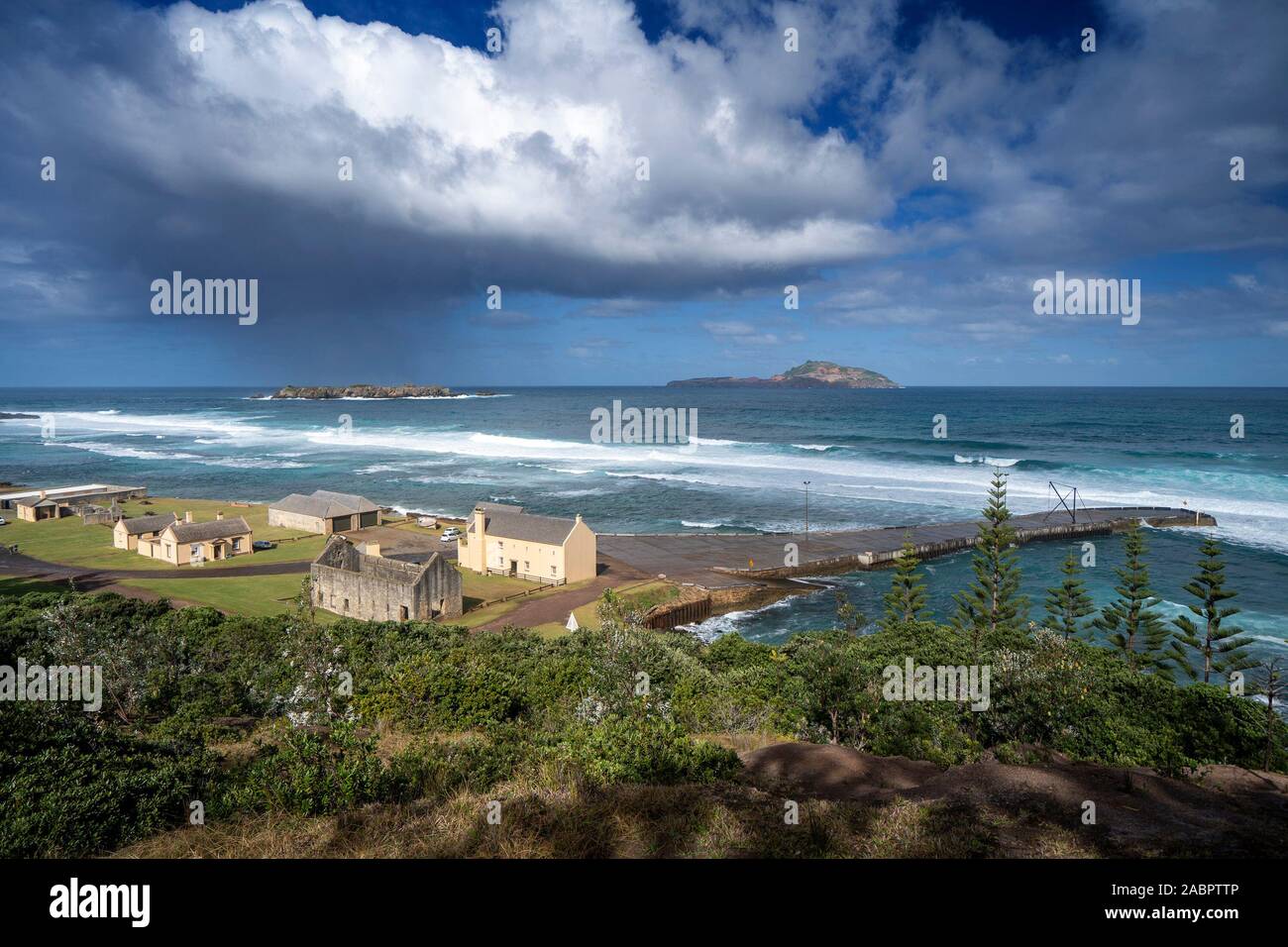 Kingston e Arthur's Vale Area Storica, una delle undici luoghi che compongono i Penitenziari australiani Patrimonio Mondiale. Isola di Norfolk. Foto Stock