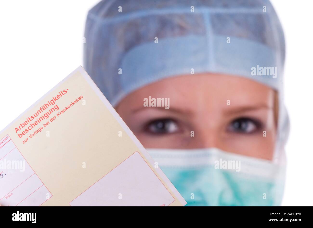 Arzt, Ärztin, OP-Schwester, mit Arbeitsunfähigkeitbescheinigung, signor: Sì, 25,30,35, Jahre, Foto Stock
