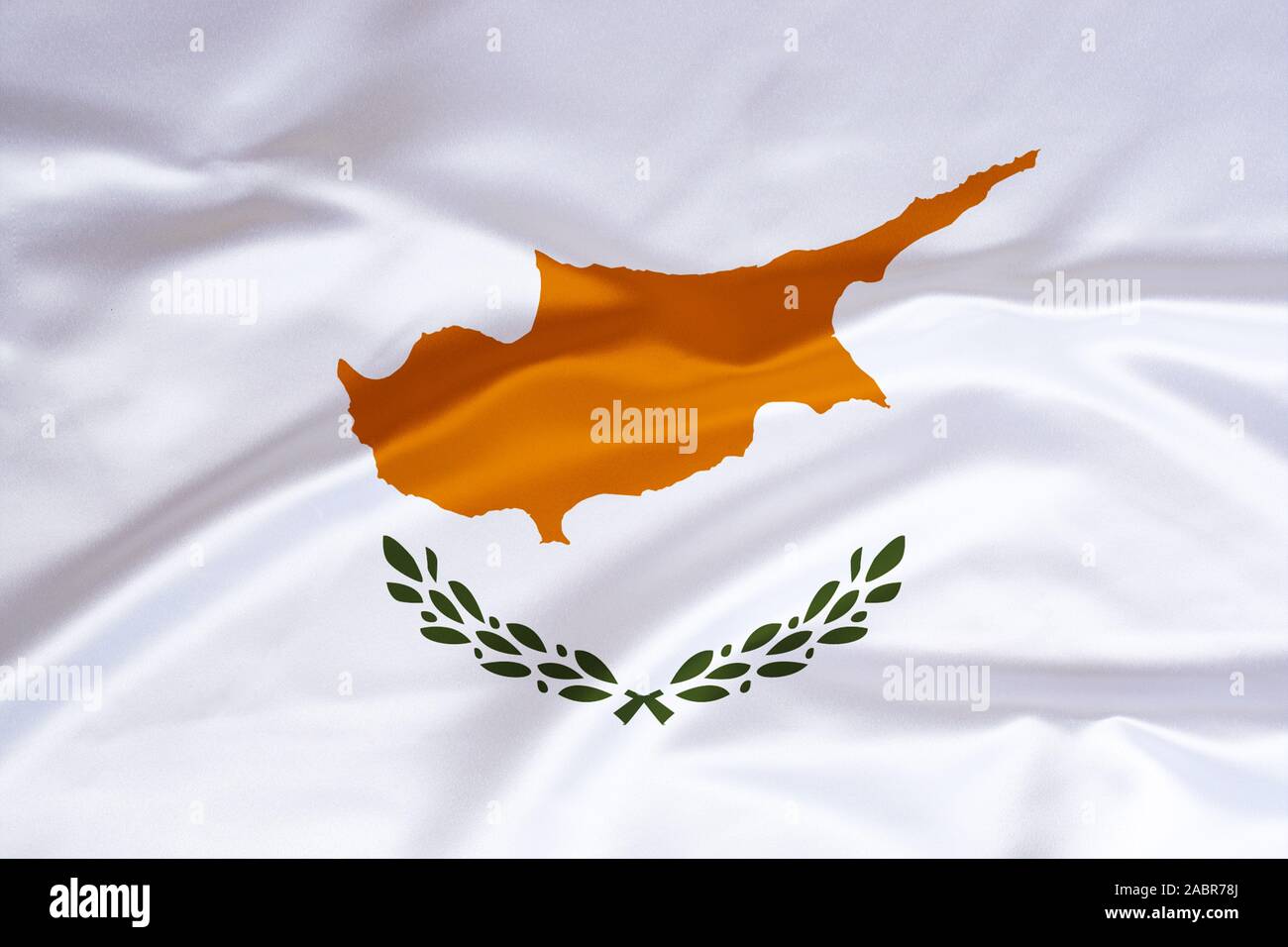 Flagge von Zypern, Mittelmeer, zweigeteilt, griechisch, tuerkisch, Inselstaat Foto Stock