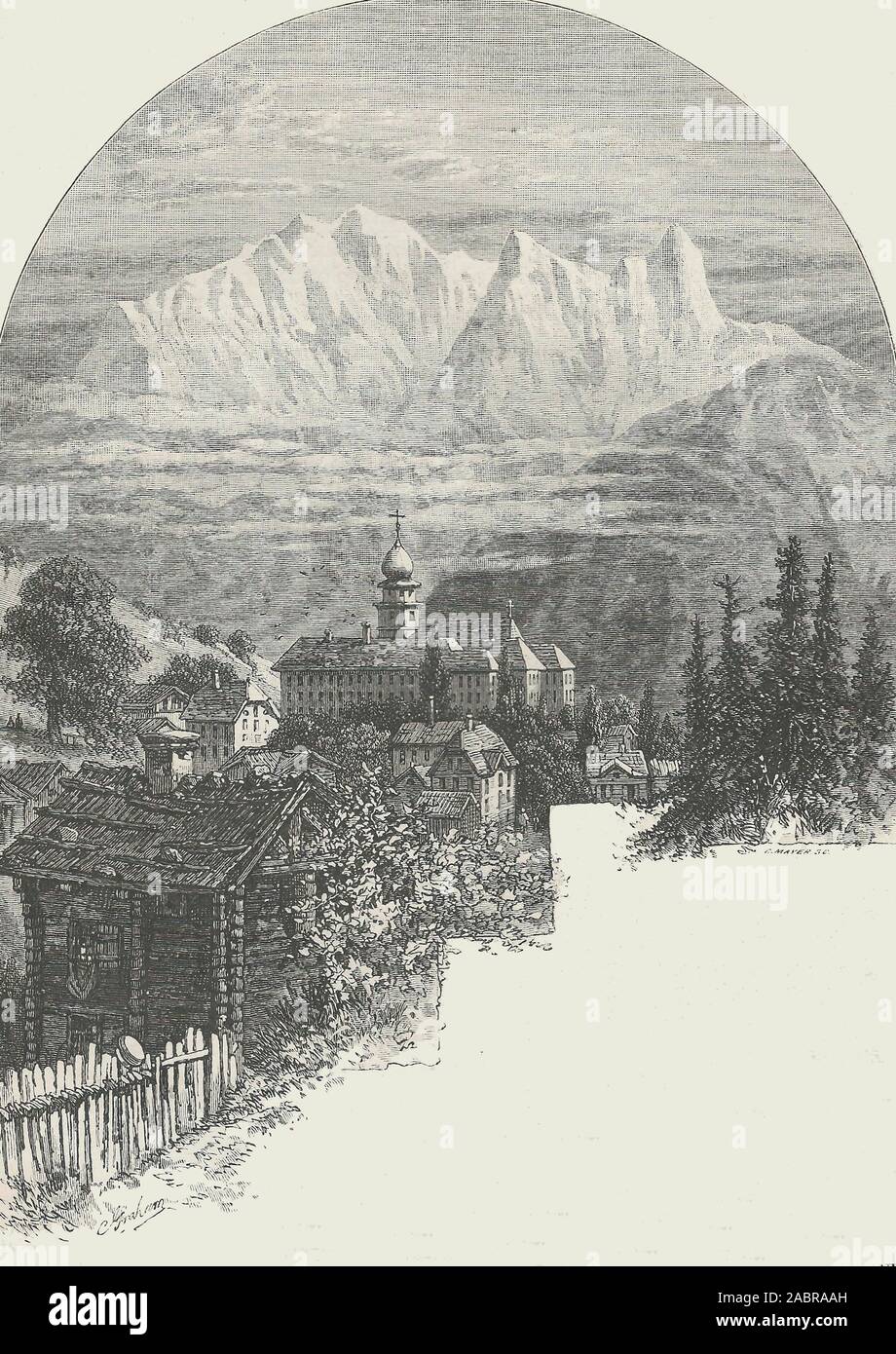 Villaggio di Pfaffers, vicino alle terme di Ragatz, circa 1880 Foto Stock