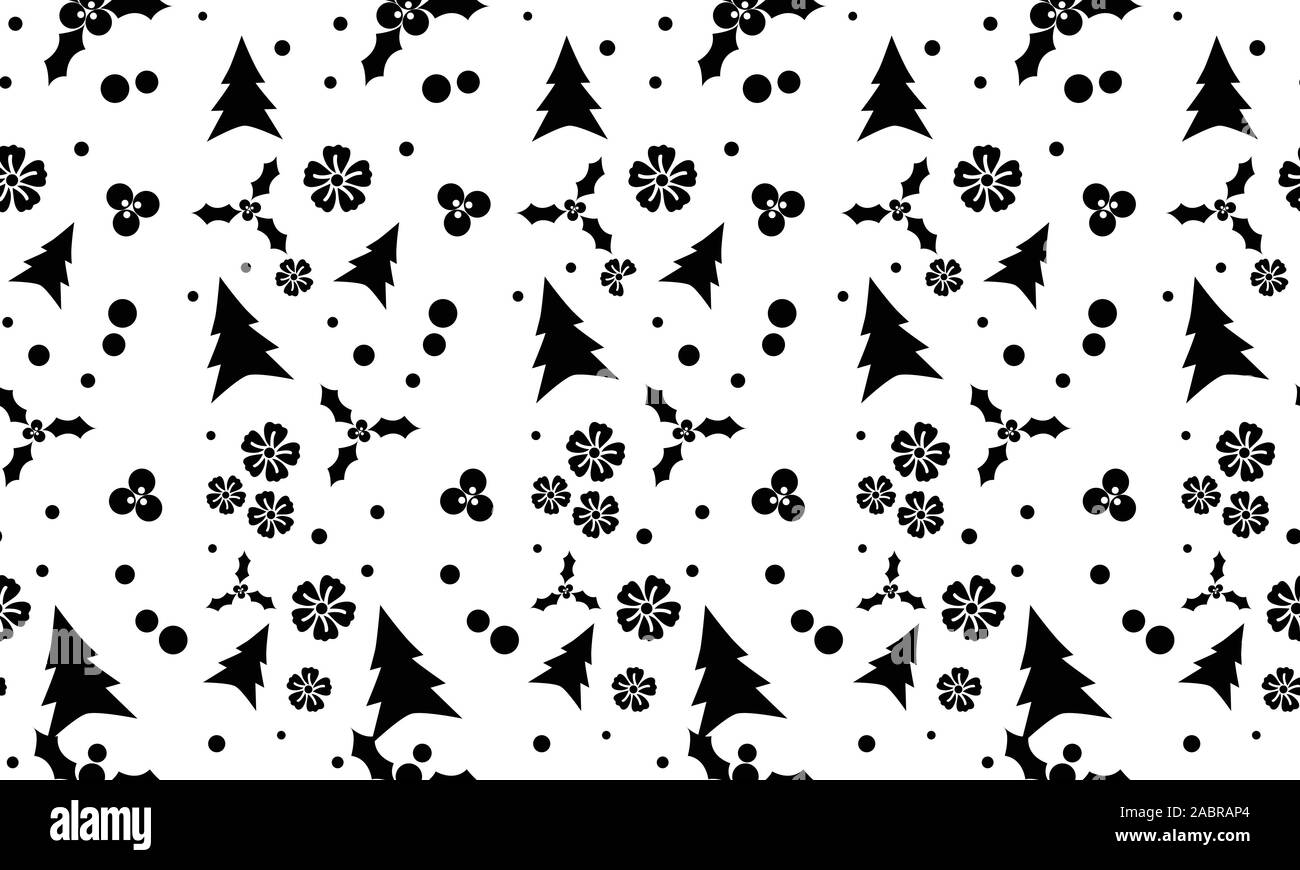 Abstract motivo floreale sfondo, silhouette nera su sfondo bianco. Illustrazione Vettoriale