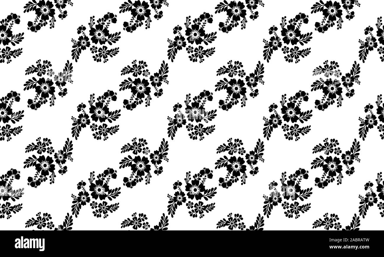 Forma motivo floreale, art design fiore nero. Illustrazione Vettoriale