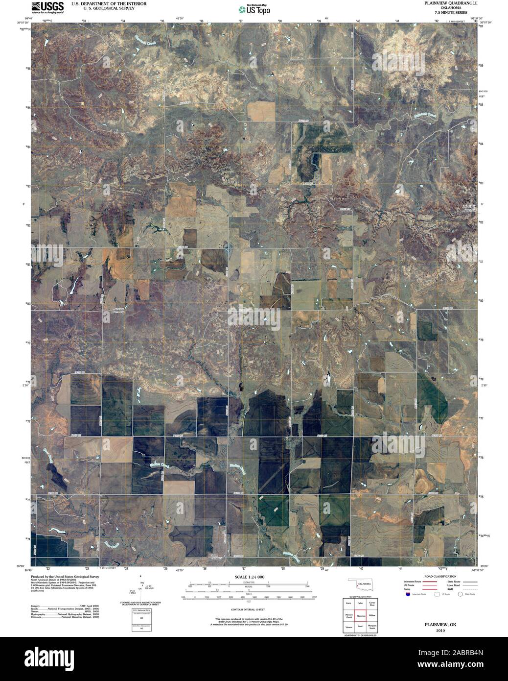USGS TOPO Map Oklahoma OK Plainview 20100101 TM il restauro Foto Stock