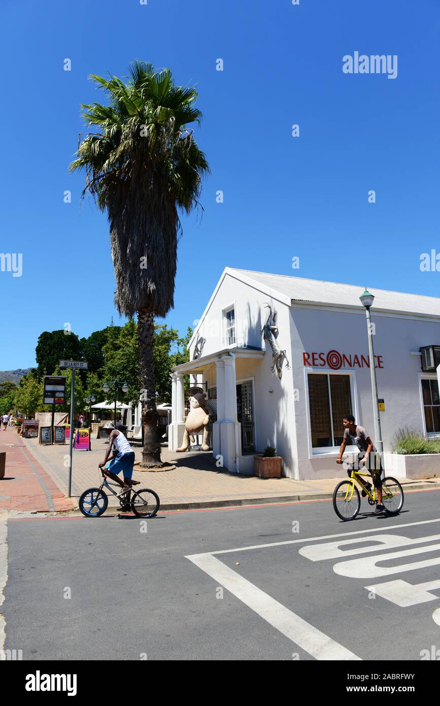 La splendida città vecchia di Franschhoek nel Sud Africa Western Cape. Foto Stock