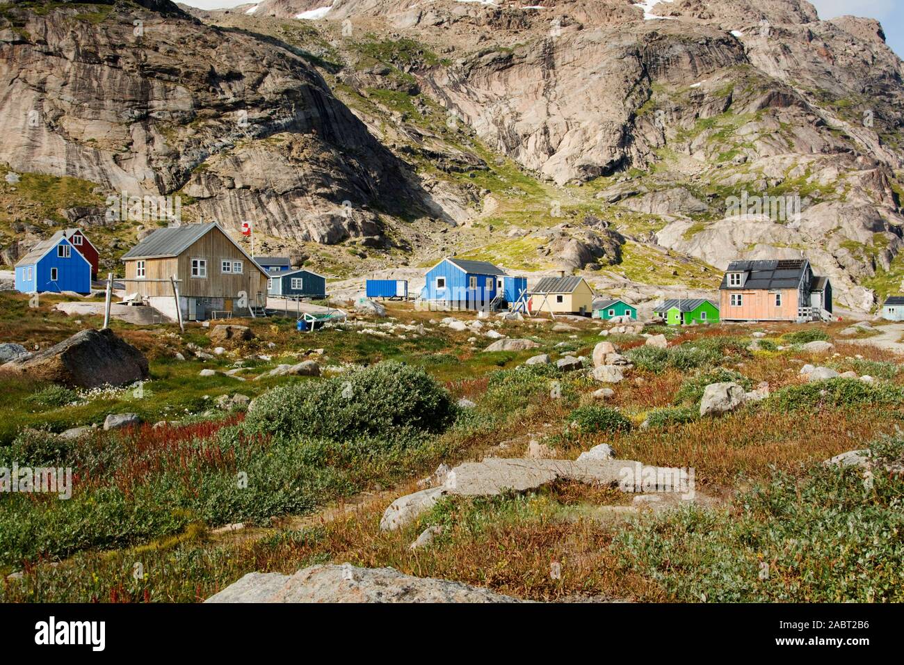 L'Europa, Groenlandia, Prince Christian Sound, groenlandese: Ikerasassuaq, Aappilattoq village Foto Stock