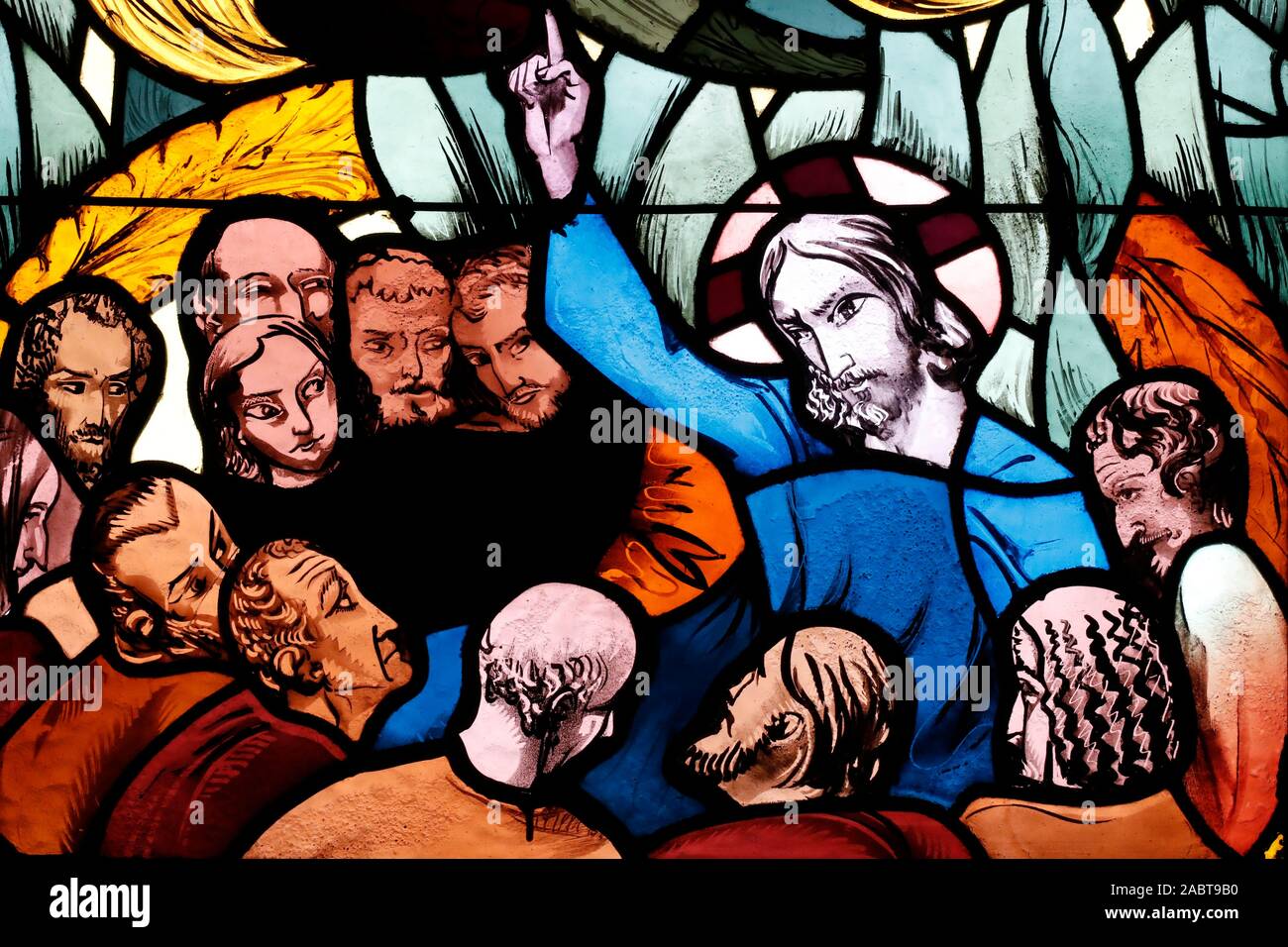 Saint Joseph des alette chiesa. Gesù. Io pregherò il Padre ed egli vi darà un altro avvocato. Finestra di vetro colorato. Annecy. La Francia. Foto Stock
