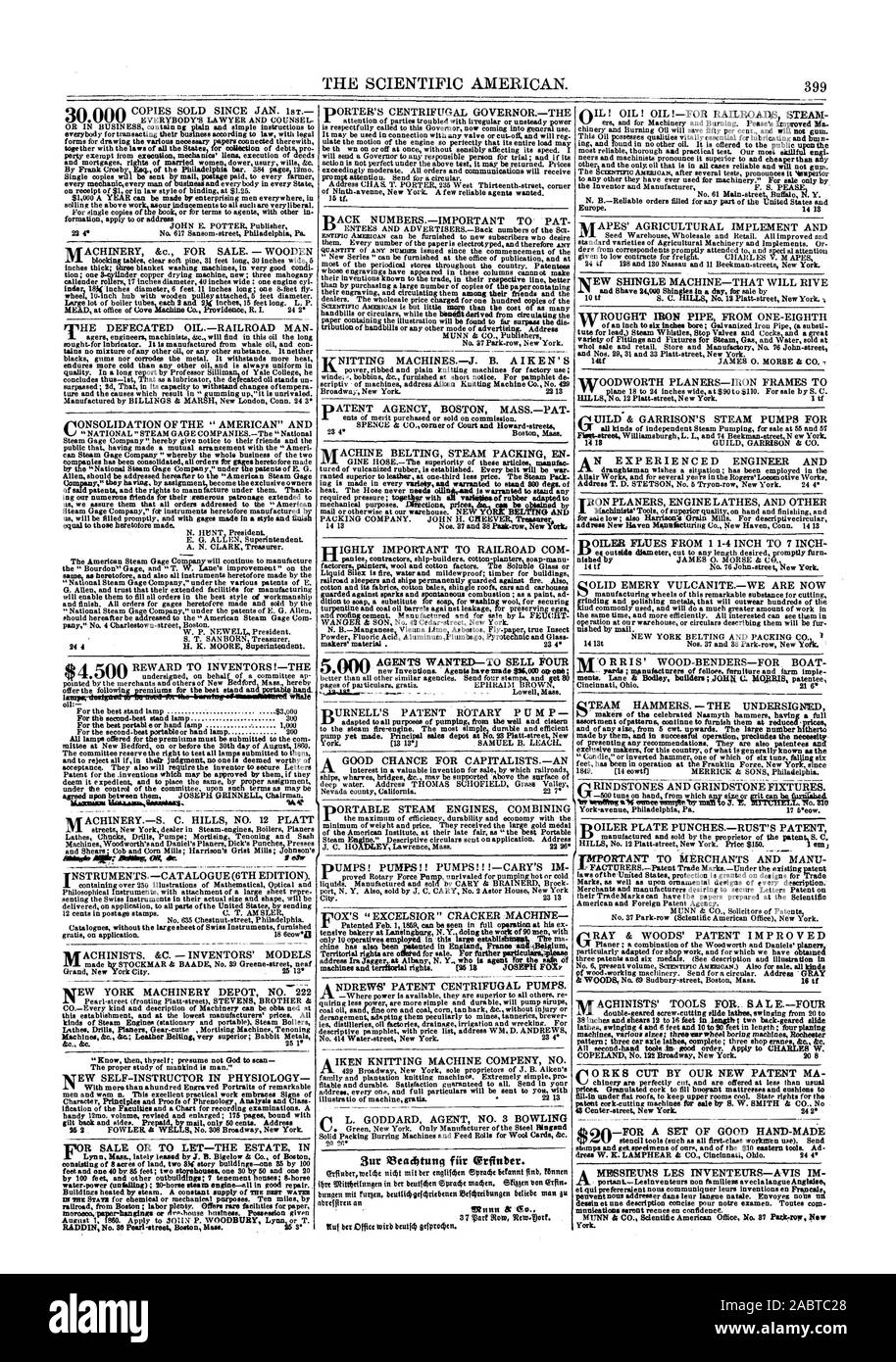 $4 lampn-derigned'WWW MO.Mt.OneisemIng4seenensHIPMnelritale costituito da 8 ettari di terreno due 814 storia edifici-uno 85 da indirizzo 100 Ira Jagger a Albany N. Y. che è un agente per la s di 3ur Wicachtung fiir erfinber. nbrellircn su Shinn & 37 pit! Nola $lcin-Vorf. Signor Rut Ufficio con beuticb gelprocben. da loro effettuati e nel buon funzionamento preclude la necessità di 38 pollici e cesoie 12 a 16 piedi in due lettittlit back-orientata scorrere tutte di seconda mano strumenti. in buon ordine. Applicare a Charles W. COPELAND n. 122 Broadway New York. 90 8 prezzi. Sughero granulare per riempire i materassi galleggianti e Foto Stock