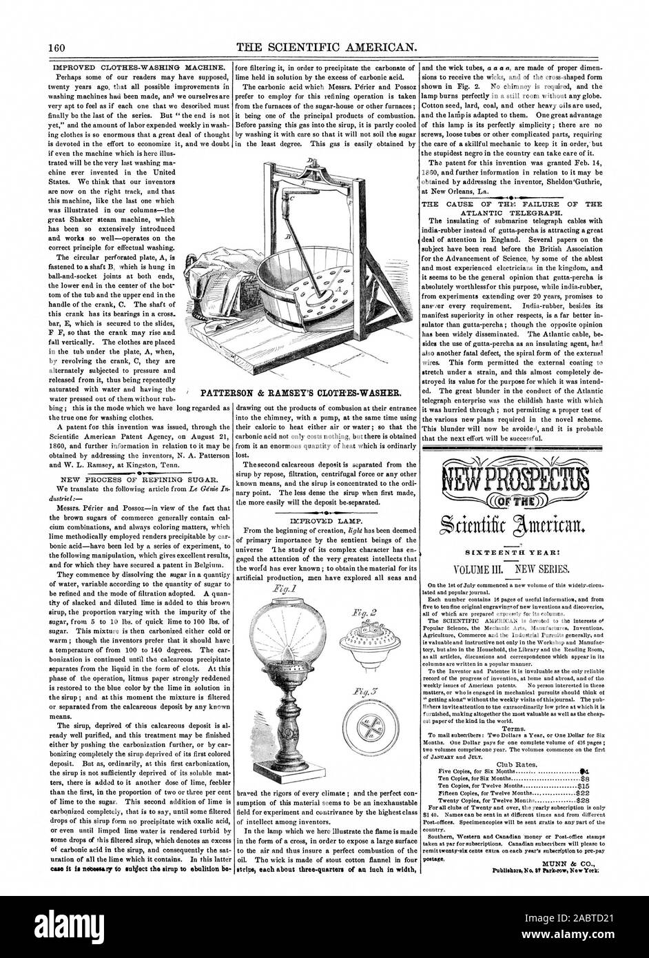 160 Il Scientific American. caso è netessary per sottoporre il sirup di abolizione essere strisce ogni circa tre quarti di un pollice di larghezza PATTERSON & RAMSEY GLI ABITI-rondella., 1860-09-01 Foto Stock