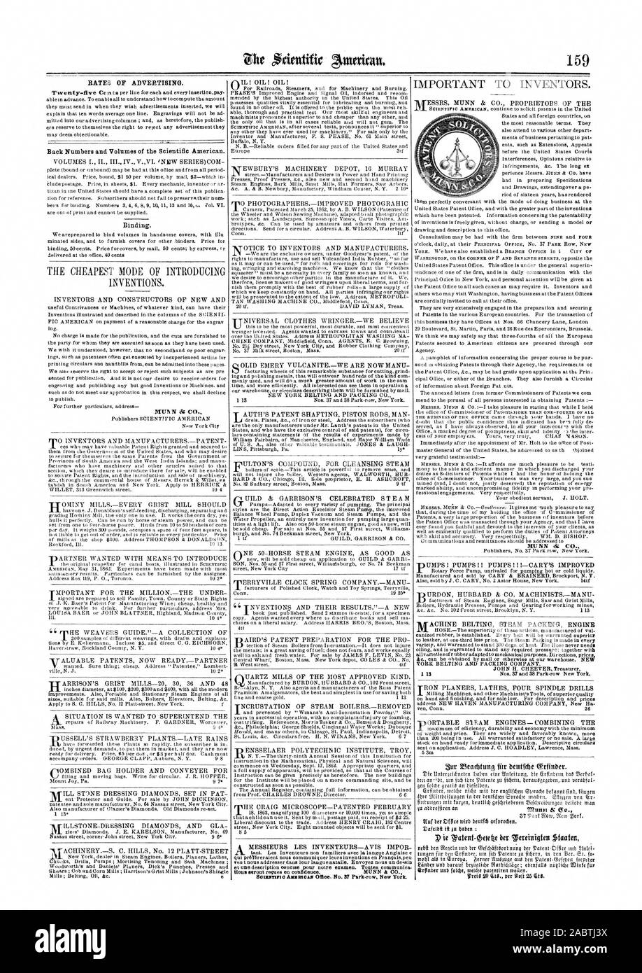 Scientific American, 1862-09-06 Foto Stock