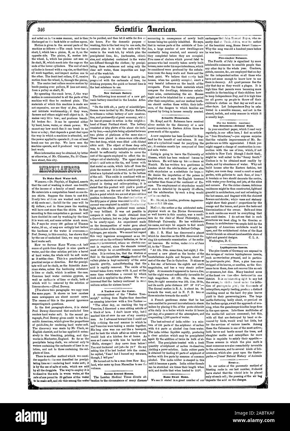 Per fare acqua dura Soft. tasso di una libbra di 50 galloni di acqua per essere reso morbido e mescolare questo tra l'acqua nuova batteria galvanica. Un Yankee sopra il cratere. Eretta di recente Case. Il London Medical volte dirige in funzione per la circostanza di molte malattie protocolli scientifici. Home Sweet Home. Fire-cracker fastidio. Strutture in ferro-stile orientale. Lepidopterous insetti. Errata corrige. solo in corrispondenza di ciascuna cella ; la pressatura dell'airbag si deposita l'acido sulle cariche., Scientific American, 1852-07-17 Foto Stock