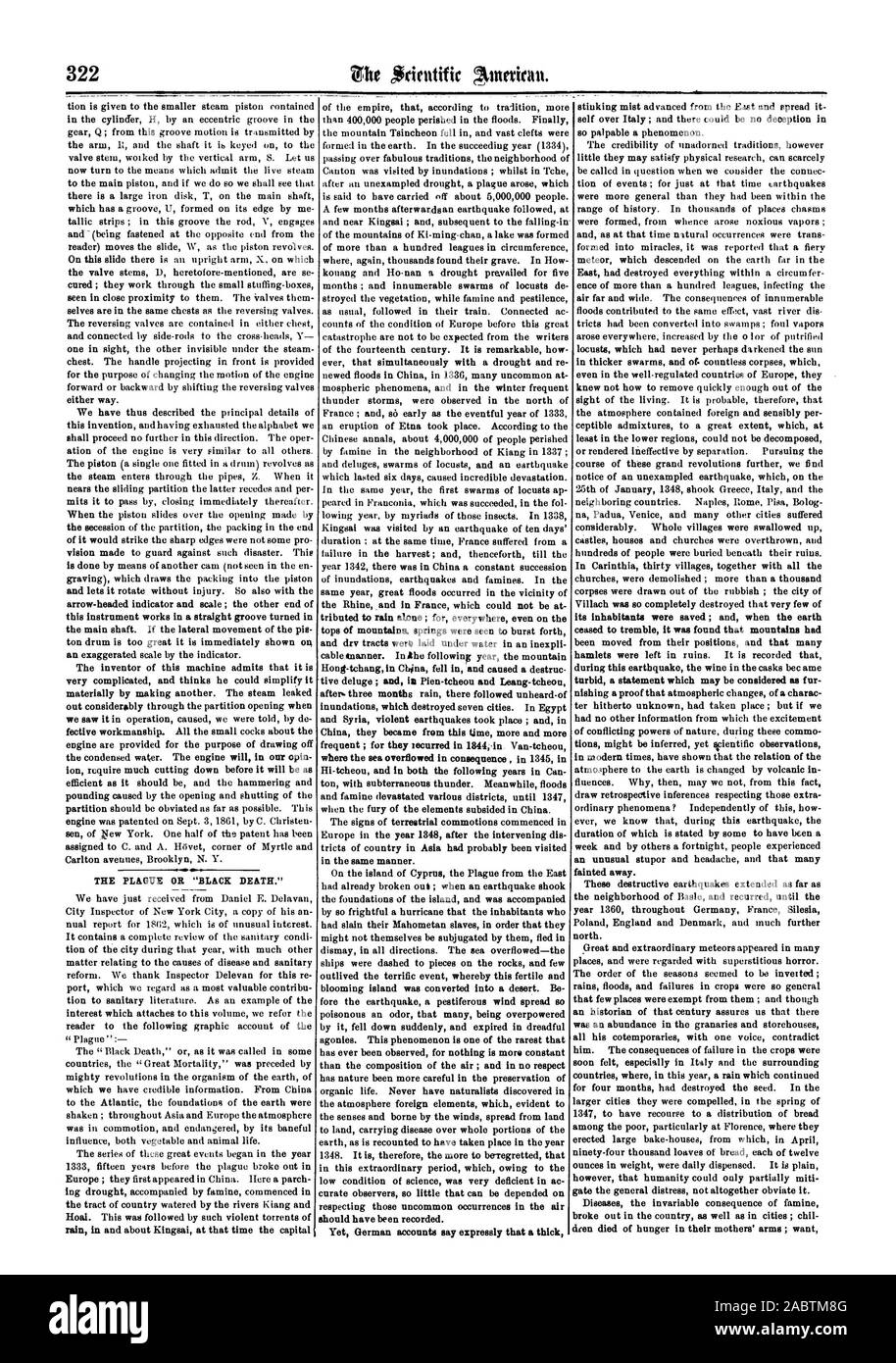 Tra i poveri in particolare a Firenze dove hanno eretto grandi cuocere-case da cui in aprile novantaquattro mila pagnotte di pane ciascuno dei dodici once di peso sono stati erogati giornalmente. È chiaro tuttavia che l'umanità potrebbe solo parzialmente miti gate la difficoltà generale non del tutto ovviare a. Malattie la conseguenza invariabile di carestia scoppiata nel paese così come in città ; chil dten morì di fame nel grembo delle loro madri ; desidera, Scientific American, 1863-05-23 Foto Stock