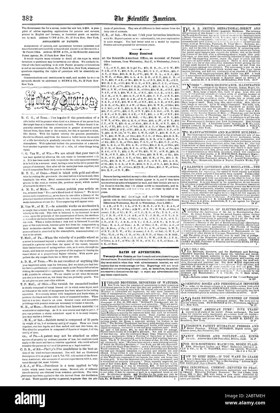 Scientific American, 1863-06-13 Foto Stock