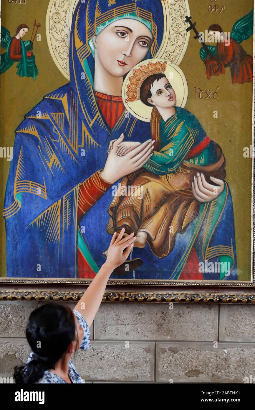 La Madonna del Perpetuo Soccorso. La Beata Vergine Maria del xv secolo icona bizantina. Nha Trang cattedrale. Nha Trang. Il Vietnam. Foto Stock