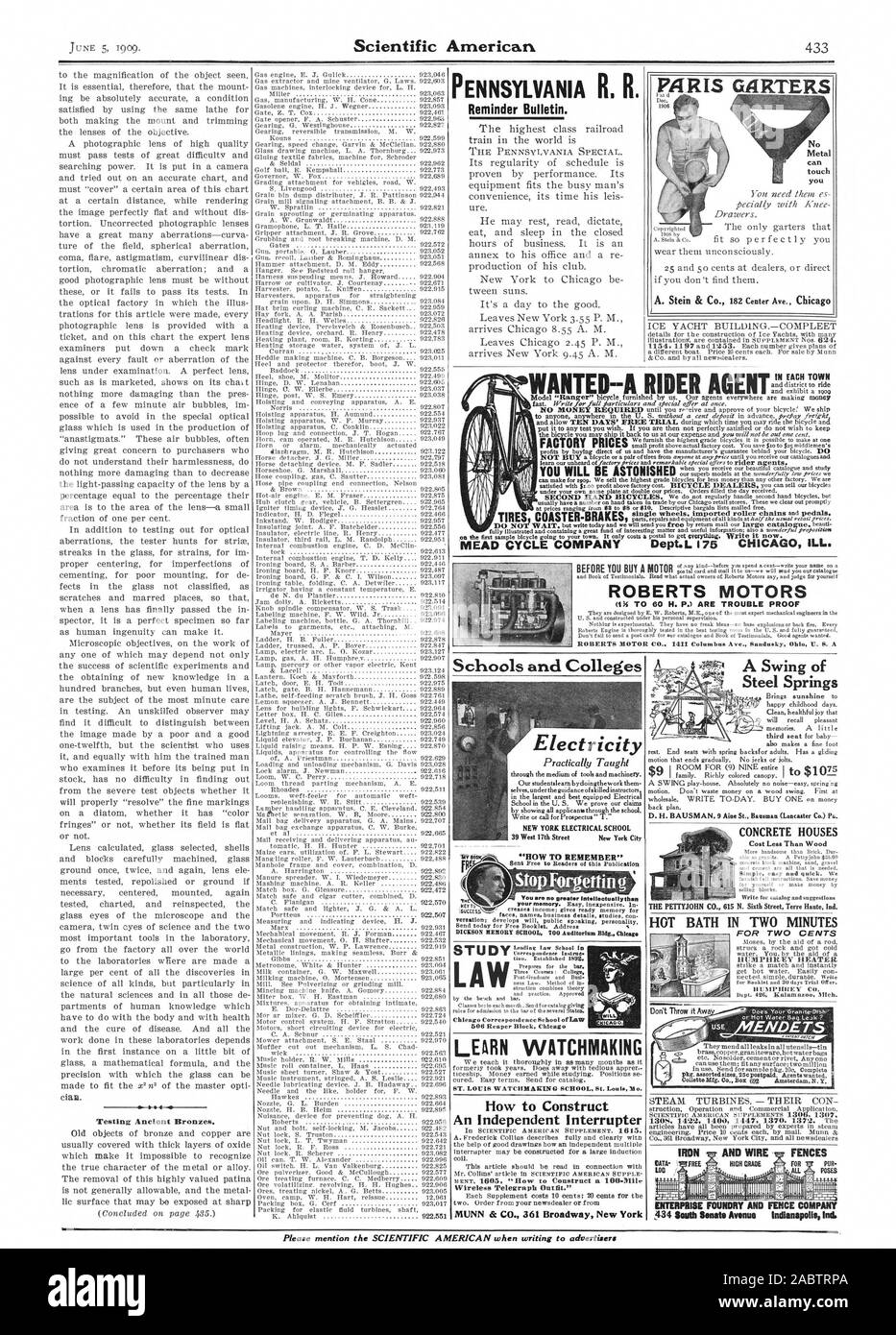 Sotto il suo proprio nome piastra a raddoppiare i nostri prezzi. Riempite gli ordini del giorno ha ricevuto. MEAD società ciclo DepLL 175 CHICAG ILL. e libro di testimonianze. Leggere ciò che i proprietari effettivi dei motori Roberts dire e iudge per te ROBERTS motori (8 a 60 H. P.) sono a prova di errore U. S. e costruito sotto la sua supervisione personale. Niente è sperimentale. Essi non hanno alcuna freak idee-nessuna base esplosioni o incendi indietro. Ogni non mancherà di inviare una cartolina per eur catalogo e libro di testimonianze. Buon agente voluto. ROBERTS MOTOR CO. 14 Columbus Ave. Sandusky Ohi II. S. UN HUMPHREY IIEATER colpire un match e Foto Stock