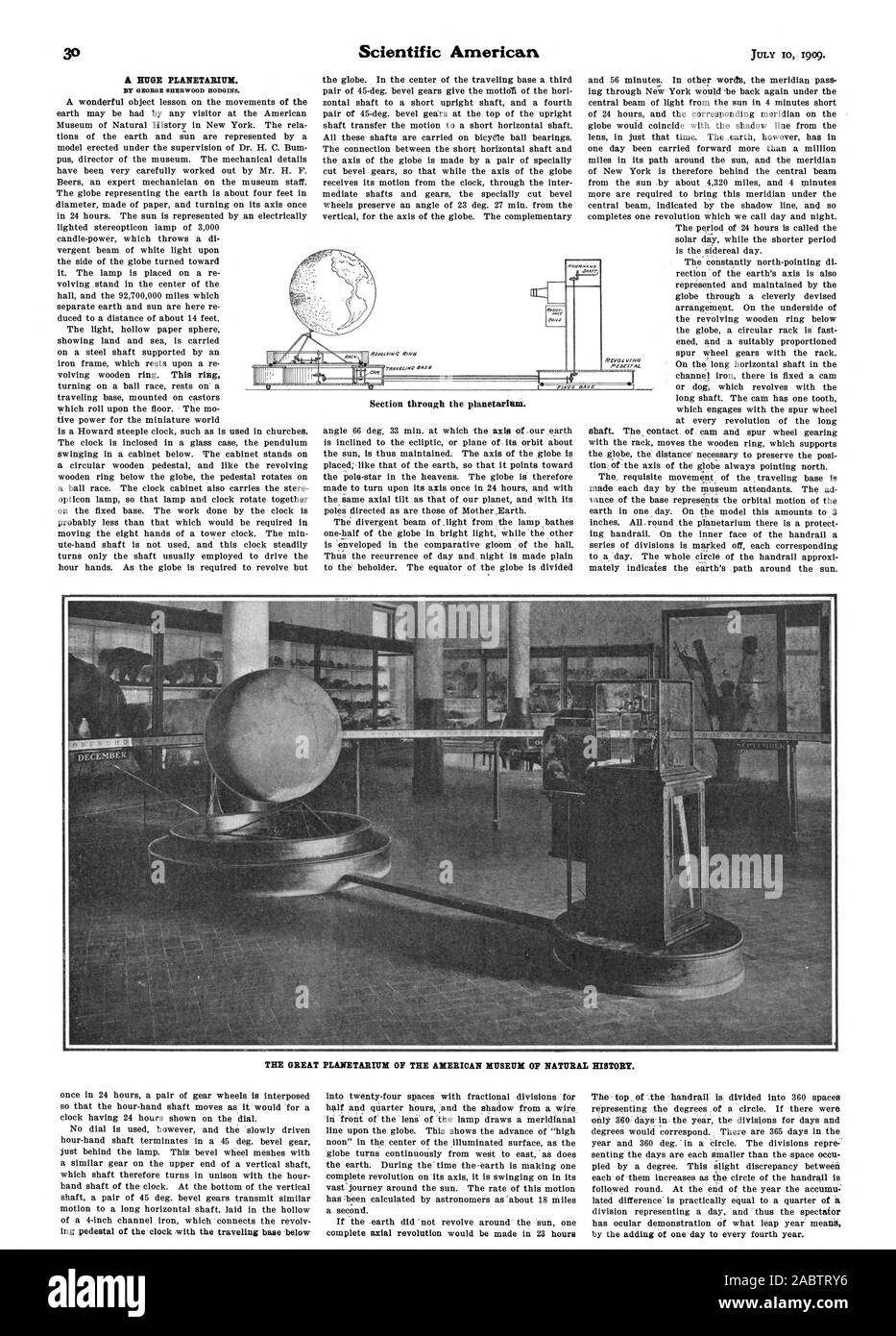 Un grande planetario. Da GEORGE SHERWOOD HODGINS. MG TRAVENC AAX5 III:10a PEOfSrAL girevole il grande planetario del Museo Americano di Storia Naturale., Scientific American, -1909-07-10 Foto Stock