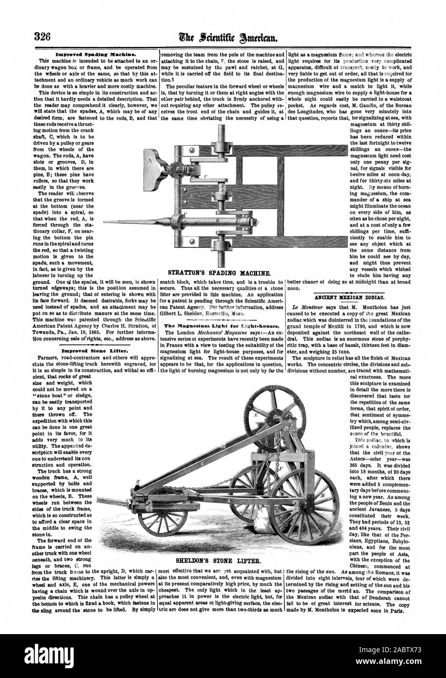 Il sorgere del sole. Come tra i Romani era diviso in otto intervalli di cui quattro sono state de termined dal sorgere e tramontare del sole e della sua due passaggi del Mend un. Il confronto tra il messicano zodiac con quella di Denderah non può non essere di grande interesse per la scienza. La copia, Scientific American, 1865-05-20 Foto Stock
