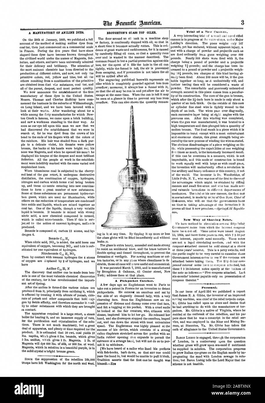 Una manifattura di coloranti di anilina. BROUGHTON vetro dell'oliatore superiore. Nuovo modo ttf sha.litta Notea. Personal., Scientific American, 1865-07-01 Foto Stock