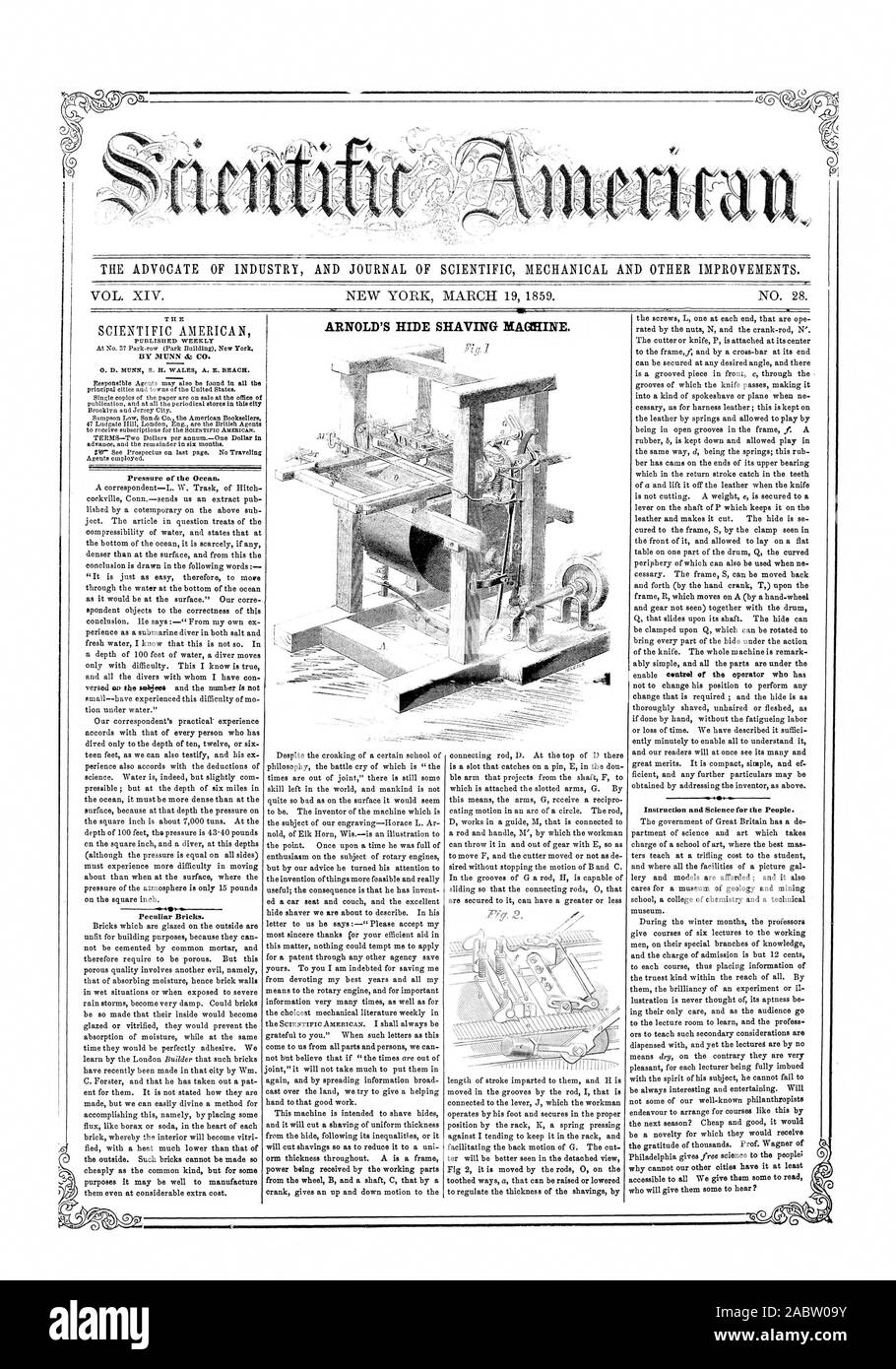 L' AVVOCATO DI INDUSTRIA E UFFICIALE DELLA MECCANICA scientifica e altri miglioramenti. ARNOLD'S NASCONDI MAURINE RASATURA., Scientific American, 1859-03-19 Foto Stock