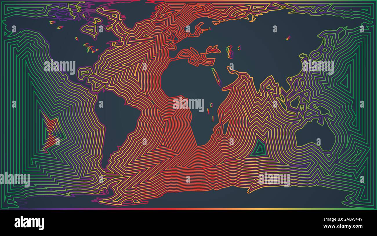 Colorata mappa del mondo, illustrazione vettoriale Illustrazione Vettoriale
