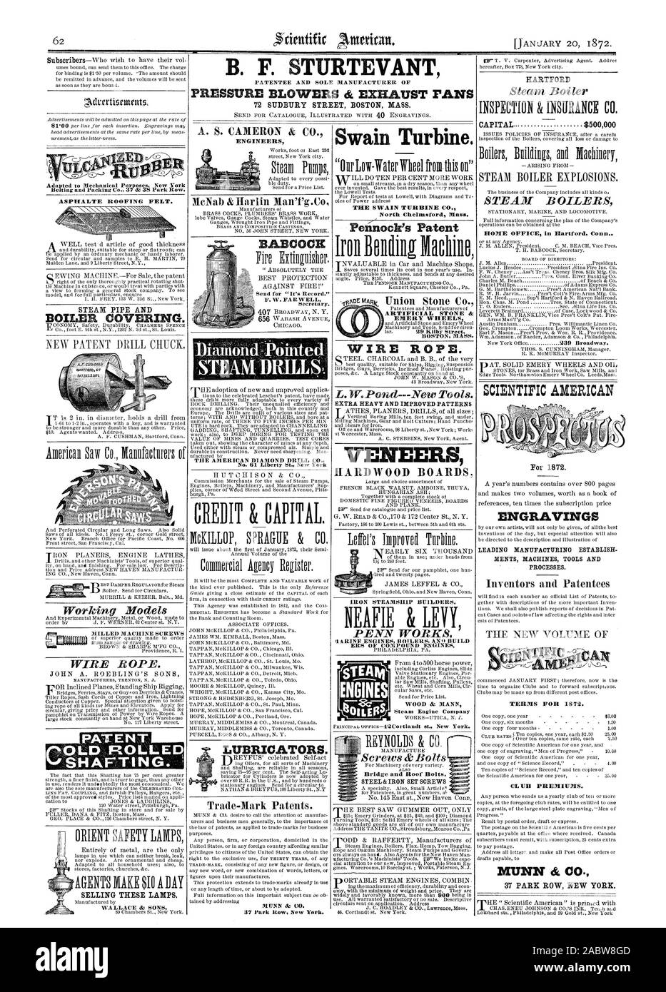 ASPIFIALTE RIVESTIMENTI BITUMATI. Tubo di vapore e la caldaia di copertura. Macinate le viti della macchina a vapore GLI INGEGNERI LS. La AMERICAN DIAMOND DRILL CO n. 61 Liberty San New York la turbina SWAIN CO. North Chelmsford messa. [ Legno & MANN 4 VENDITA DI QUESTE LAMPADE DI PIETRA ARTIFICIALE & mole smeriglio BOSTON MASS. Filo di corda. EXTRA PESANTE E MOTIVI migliorati impiallacciature ferro STEAMSHIP costruttori. ERS composto di ponte di motori e le viti del tetto. B. F. STURTEVANT 72 SUDBURY STREET BOSTON MASS BABCOCK inviare per 'Record." F. W. FAREWELL Segretario. Lubrificatori. MUNN & CO. $7 Park Row New York. HARTFORD CAPITALE $500000 HOME OFFICE di Foto Stock
