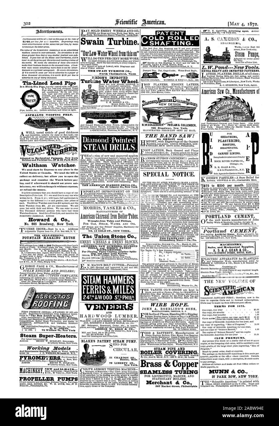Trapani a vapore. La AMERICAN DIAMOND DRILL CO. No. 01 Liberty San New York Wrought-Iron Tubi e raccordi n° 15 GOLD ST. NEW YORK. L'Unione Stone Co. Macine di gommatori sega a diamante a coltello macinatore per la levigatura di taglio della carta Split cuoio martelli vapore FERRIS sorrisi impiallacciature e GEORGE W. Lettura & Tin-Lined tubo di piombo ASPHALTE RIVESTIMENTI BITUMATI. Waltham orologi. Negli Stati Uniti o in Canada. Abbiamo'send il bill t spedizione in contrassegno ma consentono di aprire la confezione e di esaminare il guardare prima di pagare isfactory effettueremo il cambio senza spese o il rimborso del denaro. Howard & Co. No. 865 Broadway New York. Fontana Foto Stock