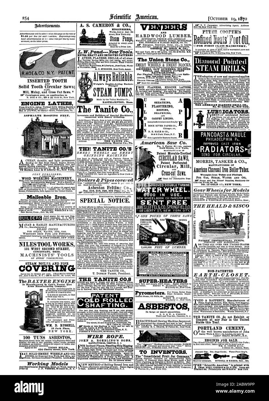 Inserito Adratiotments dente torni MOTORE ASPHALTE RIVESTIMENTI BITUMATI. 70 Maiden Lane & 9 Liberty San New York. Un trattato sulla lavorazione del legno macchinari. Ferro malleabile. Costruttori NILES TOOL WORKS 131 WEST SECOND STREET Cincinnati in Ohio. Il TANITE COS catione t JONES & LAUGHLIN'S. Provare street. 2d e 3d i viali di Pittsburgh Pa. 190 S. Canal st. Chicago. PIERER & caccia alle balene Milwaukee Wis. FUNE. JOHN A. ROEBLING I FIGLI MANTOPAOTITRBER TRENTON N. Z. VOR piani inclinati permanente di armamento della nave ponti traghetti soggiorni o ragazzi su Derricks & gru a funi riller anta cordicelle del rame e del ferro dei parafulmini di Foto Stock