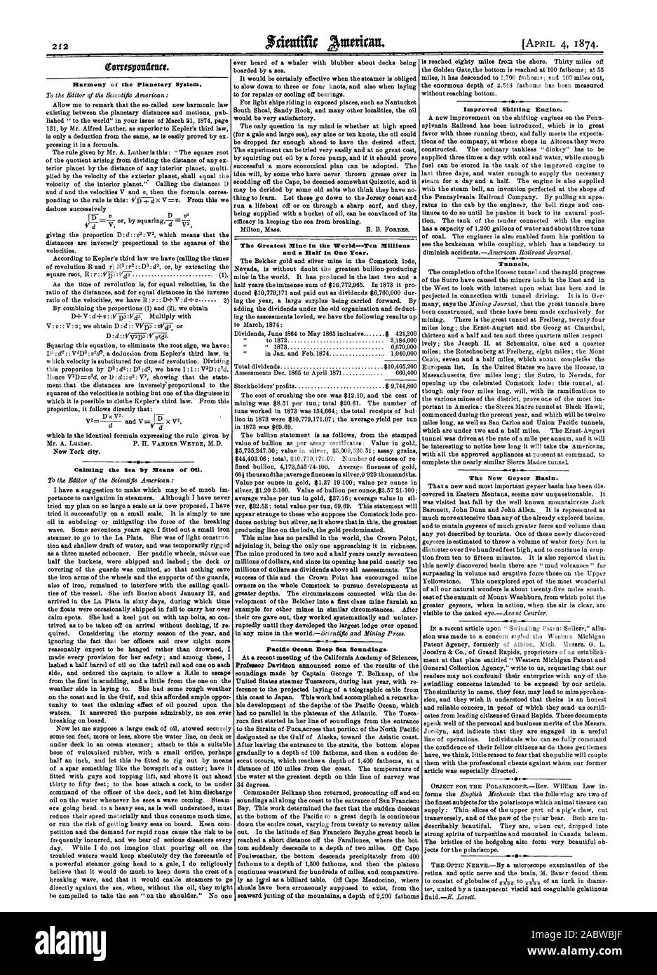 Le setole del riccio formano anche molto bella ob jects per la polariscope. es. della retina e del nervo ottico e il cervello Id. Bauer li trovate in ter uniti da una trasparente e viscoso coagulabili gelatinoso 2), Scientific American, 1874-04-04 Foto Stock