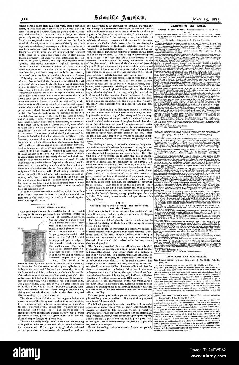 Condizioni di luce scarsa è la migliore per aerostatics. Aquiloni possono essere usati per guidare palloncini inviando loro o la loro riduzione in correnti di aria che viaggiano in direzioni diverse da quella in cui il pallone è di vela. Per rendere oro verde si fondono insieme diciannove grani ver puro e 3 parti di rame. Il cemento per la sigillatura di scatole di frutta è fatta di resina di una libbra talllow uno oncia. OP le decisioni dei tribunali. Stati Uniti CourtDistrict circuito del New Jersey., Scientific American, 1875-05-15 Foto Stock