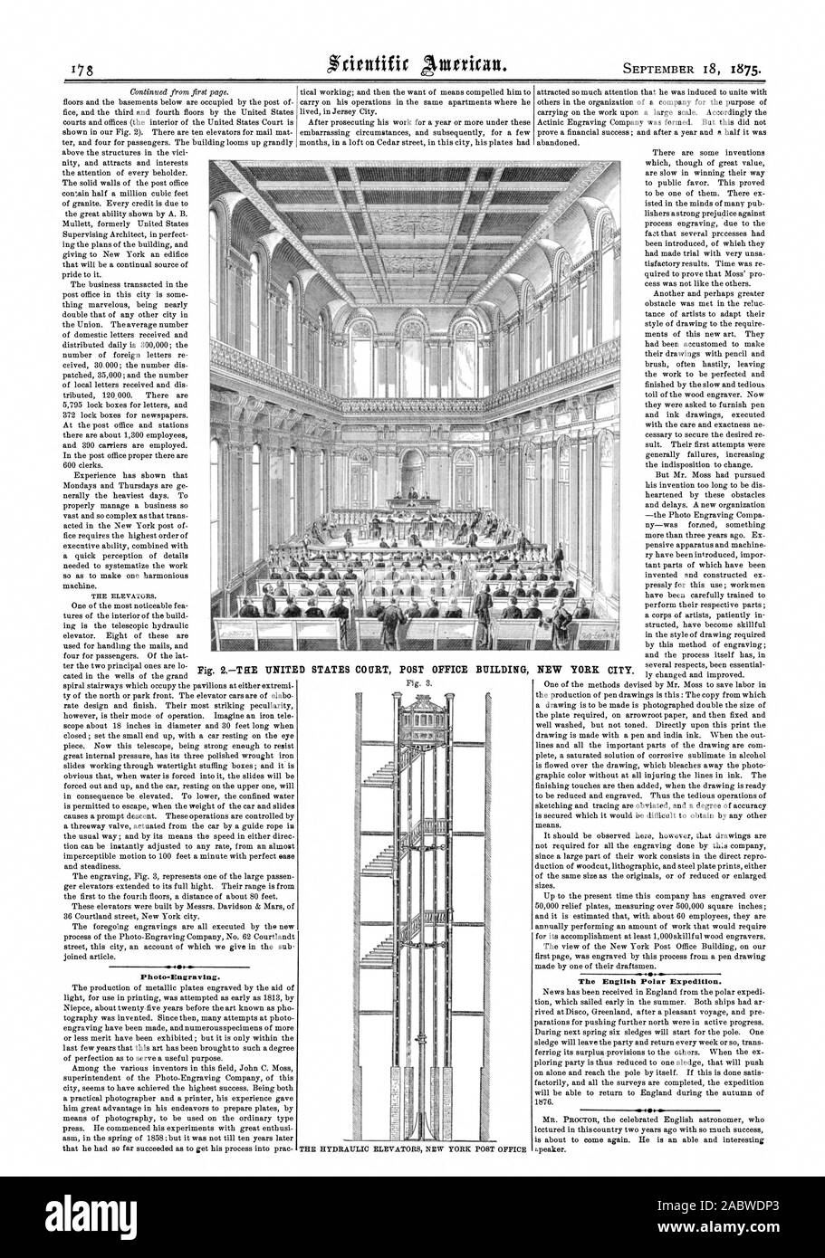 Photo-Engraving. Membri della Corte Inglese Polar Expedition. ION Fig. 2.--T ha unito il POST OFFICE BUILDING DI NEW YORK CITY., Scientific American, 1875-09-18 Foto Stock