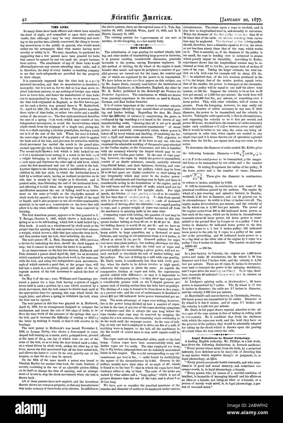 Definizioni giuridiche nella patologia mentale., Scientific American, 1877-01-11 Foto Stock