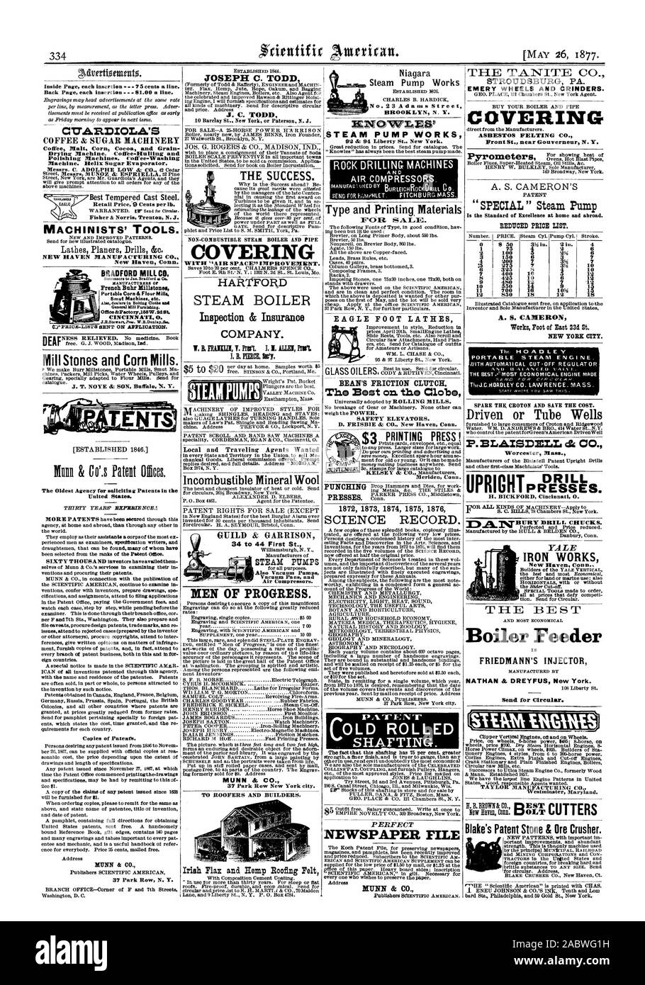 All'interno di ciascuna pagina di inserimento 75 centesimi una linea. Torna alla pagina precedente ogni inserimento - 81.00 una linea. CT.TARDIOLA'S COFFEE & Sugar macchine lavasciuga. Coffee-Hulling e lucidatrici. Macchina Coffee-Washing. Helix evaporatore di zucchero. Miglior temprato acciaio colato. Prezzo di vendita al dettaglio " 0 centesimi per libbra. Macchinisti di strumenti". NEW HAVEN Manufacturing Co. New Haven, Connecticut. Mill pietre e mulini di mais. Stati Uniti. Sessantamila inventori hanno availedthem ventions e procurare loro brevetti. MUNN & CO. in connessione con la pubblicazione di MUNN & CO. 37 Park Row N. Y. branch office-angolo di F e 7 strade Washington Foto Stock