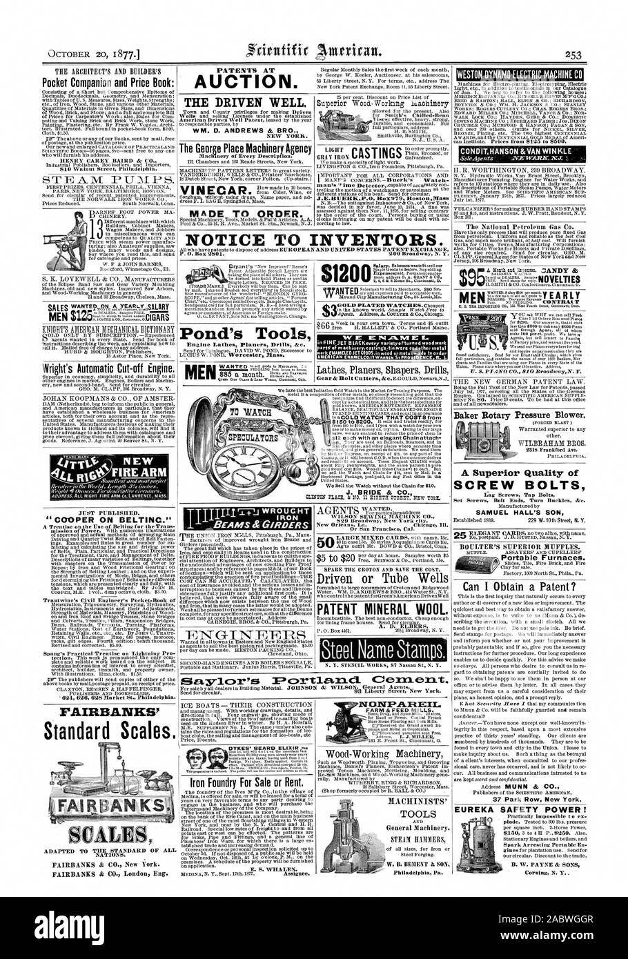 Fonderia di ferro in vendita o in affitto. WM. D. ANDREWS & BRO. Il George luogo Agenzia macchine stagno di casa gli strumenti. Qom Cal Elaass & Ludy Weitas7utn'ore'll'Ohio. Il guidato bene. Brevetti a Pocket Companion e libro Prezzo: 810 Walnut Street Philadelphia. Ree&ac. timbro per assicurare la risposta. EW 'COOPER SU BELTINC." Un trattato su l'uso di cinghie della Trans Spang pratico dell trattato sul Mightuinx Pro editori e librai Fairbanks' scale standard. Adatto per lo standard delle nazioni. $1200 829 Broadway New York City e New Orleans in Louisiana Chicag Ill. o San Francesco Cal. Il ricambio CROTON e saziare il costo Foto Stock