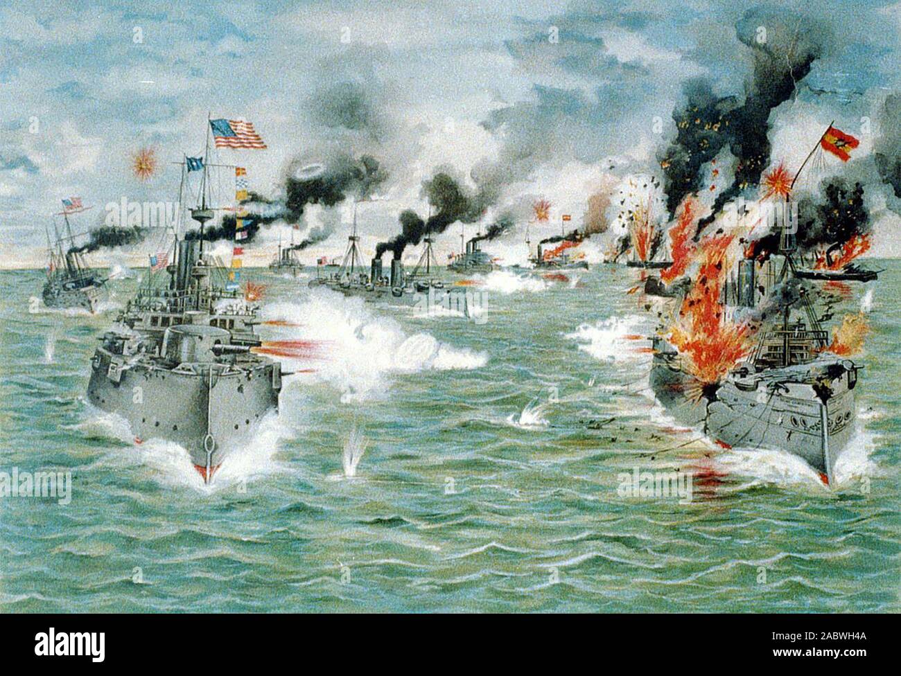 La battaglia della baia di Manila 1 Maggio 1898 durante la guerra ispano-americana Foto Stock
