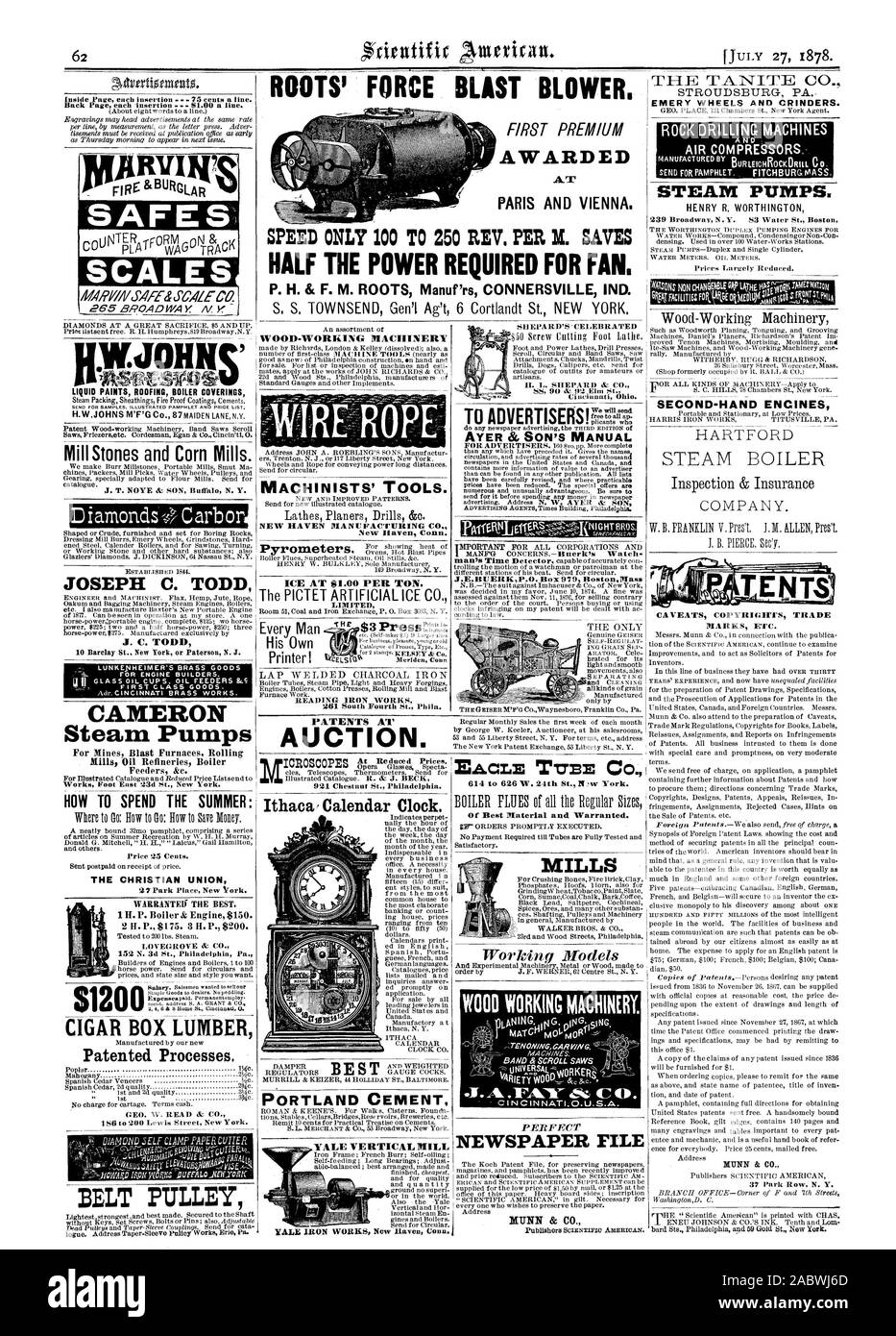Radici' FORZA SOFFIANTE BLAST aggiudicati ad velocità solo 100 a 250 REV. PER M. salva la metà della potenza necessaria per la ventola. P. H. & F. M. RADICI Manurrs CONNERSVILLE IND. MILKy! N' BILANCE J. C. TODD CAMERON pompe a vapore per Nines Altiforni alimentatori di rotolamento &c. Opere piedi East 23d San New York. Come trascorrere l'ESTATE: L'UNIONE CRISTIANA ASTUCCIO PER SIGARI legname processi brevettati. 9 macchinisti di strumenti". NEW HAVEN Manufacturing Co. New Haven, Connecticut. I BREVETTI LIMITATO AL' ASTA. G HT BROS. J.E.BUERKP.O. Box 979 Roston"massa IAMEIWATSON ikrEDIRU kr Wood-Working macchinari di seconda mano ENCINES AVVERTENZE Copyright commercio Foto Stock