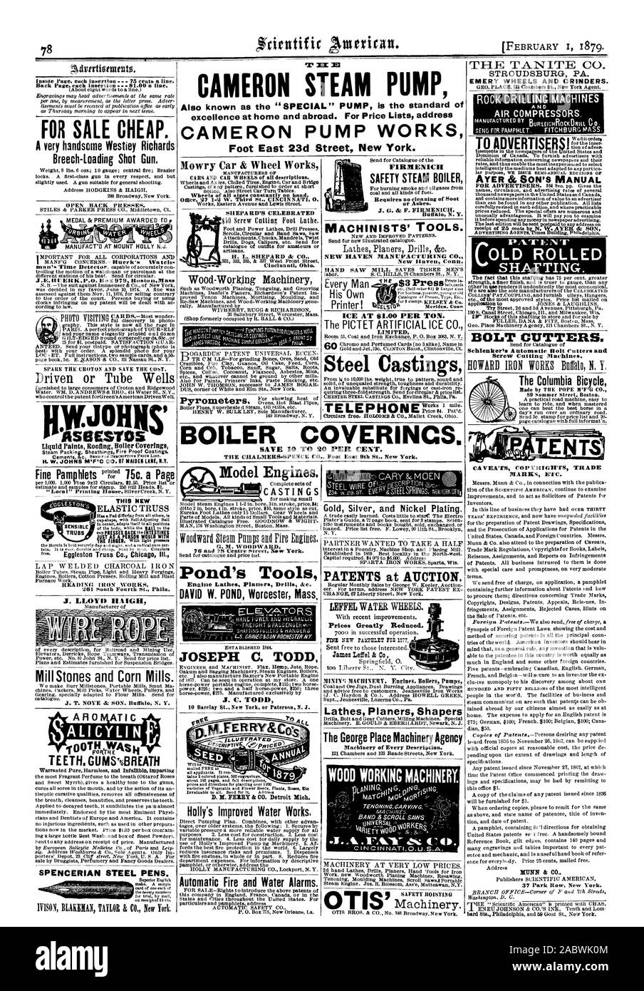 In Vendita A BUON MERCATO un bellissimo Westiey Richards Breech-Loading colpo di pistola. Condotto tubo o pozzetti WA OH Assesiros SHEPARD il celebrato modello motori. Getti Pond's Tools DAVID W. POND Worcester messa. JOSEPH C. Todd J. C. TODD m.FER RY& CO7g STRAY ED Holly migliorato di opere d'acqua. Automatico di incendio e allarmi di acqua. FIRMENICH SICUREZZA caldaia a vapore o cenere. Macchinisti di strumenti". NEW HAVEN 'MMANIFATTURIERA CO. New Haven, Connecticut. Il Columbia segna bicicletta ecc. Questo nuovo INGIR. ''. Eggleston Truss Co. Chicag Ill. J. LLOYD HAIGH Mill pietre e mulini di mais. SPENCER ALICYLINt1un acciaio penne. Limitato di acciaio 60 Foto Stock