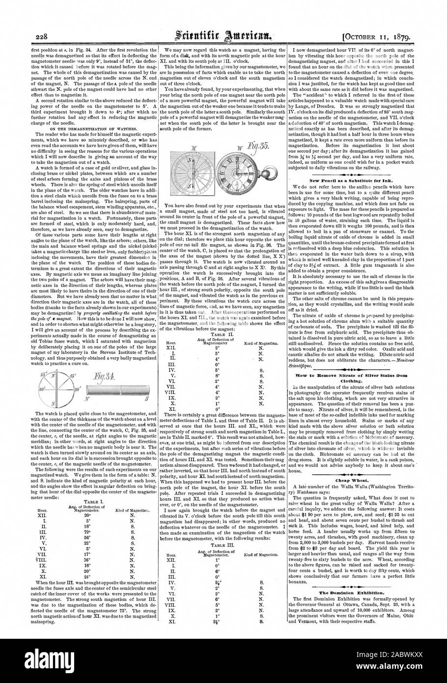 Nuova matita come un sostituto per l'inchiostro. Come rimuovere il nitrato di argento di macchie da abbigliamento. A buon mercato di frumento. Il dominio mostra. Fr, Scientific American, 1879-10-11 Foto Stock