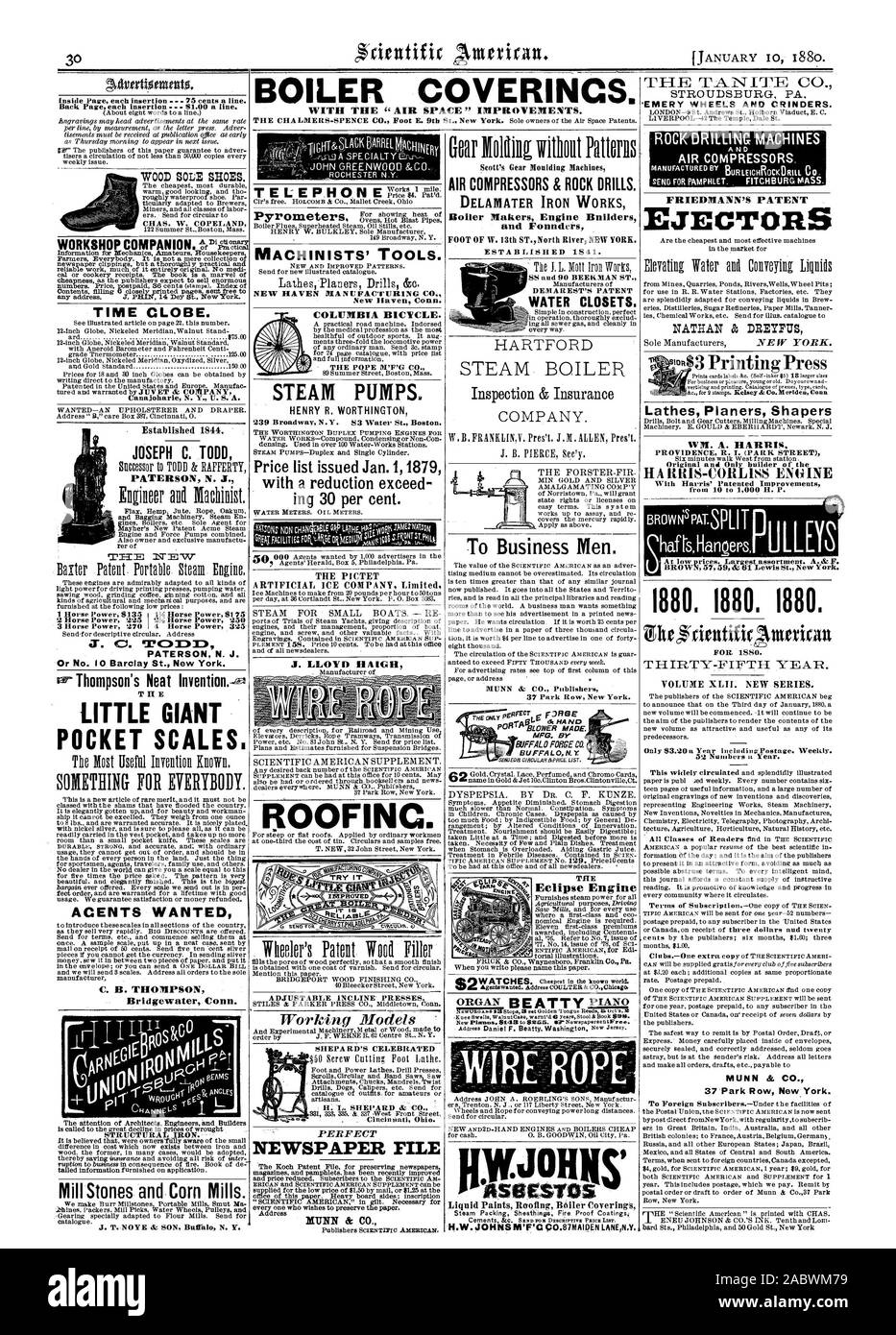 Il motore di Eclipse Torna alla pagina precedente ogni inserimento . Macchinisti di strumenti". NEW HAVEN BIANUFACWURING CO. COLUMBIA BICICLETTA. Il papa M'F'G CO. 239 Broadway N.Y. 83 L'acqua San Boston. Listino prezzi pubblicato il 1 gennaio 1879 con una riduzione superi ing 30 per cento. Il Pictet ghiaccio artificiale COMPANY LIMITED J LLOYD HAIGH OFIN inclinazione regolabile di presse. SHEPA RD il celebrato H. L. SHEPARD & CO. Cincinnati in Ohio. Perfetto FILE DI GIORNALE MUNN & CO. 1 cavallo di potenza S135 134 cavallo di potenza S175 2 cavallo di potenza 225 W4 Horse Power 250 3 cavallo di potenza 270 4 cavallo di potenza 325 o no. 10 Barclay San New York. Il gigante di poco le bilance tascabili Foto Stock