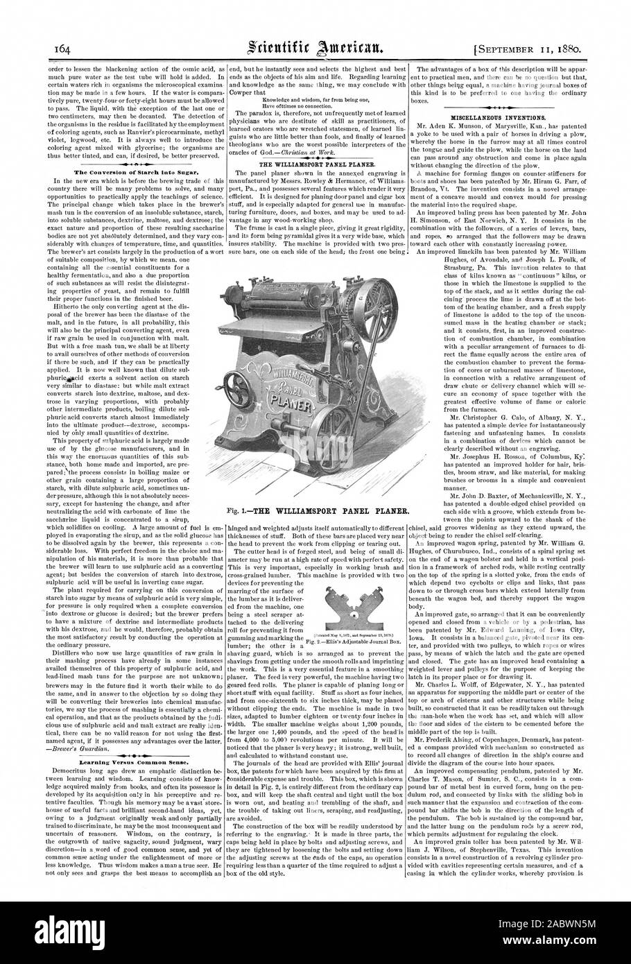 La conversione di amido in zuccheri. L'apprendimento rispetto al senso comune. Varie invenzioni., Scientific American, 80-09-11 Foto Stock