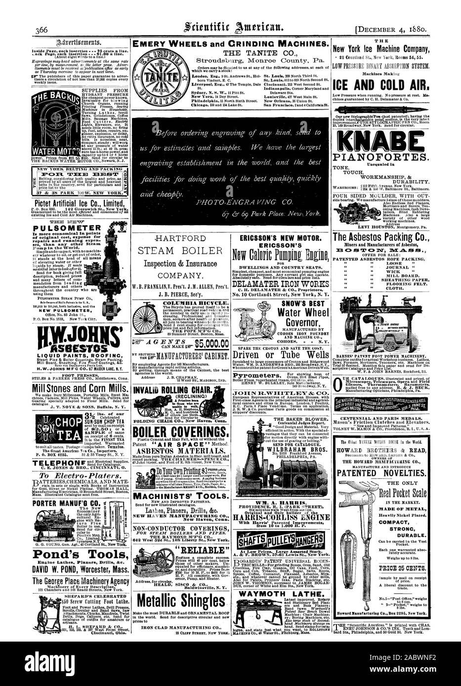Mole smeriglio e macchine di molatura. Il TANITE C Stroudsburg Contea di Monroe Pa. Il New York Macchina per ghiaccio Macchine Azienda di produzione di ghiaccio e di aria fredda. PIANOFORTES. Ineguagliabile in amianto Packing Co. 13 Co IEVII Cs INT; amianto ROPEPACKING MULINO GUAINA SCHEDA carta feltro di pavimentazione. Panno. BARNES di brevetto della potenza del piede di macchinari. Microscopi Cannocchiali Opera e bicchieri di campo Thermom etri barometri. Il Centennial e medaglie di Parigi. Novità brevettata. Realizzata in metallo compatto STRONC durevole. Prezzo di 25 centesimi. PA.TENTED 66 66 66 66 66 66 66 66 PULSOMETER è più economico in punti ses rispetto a qualsiasi altro vapore Foto Stock