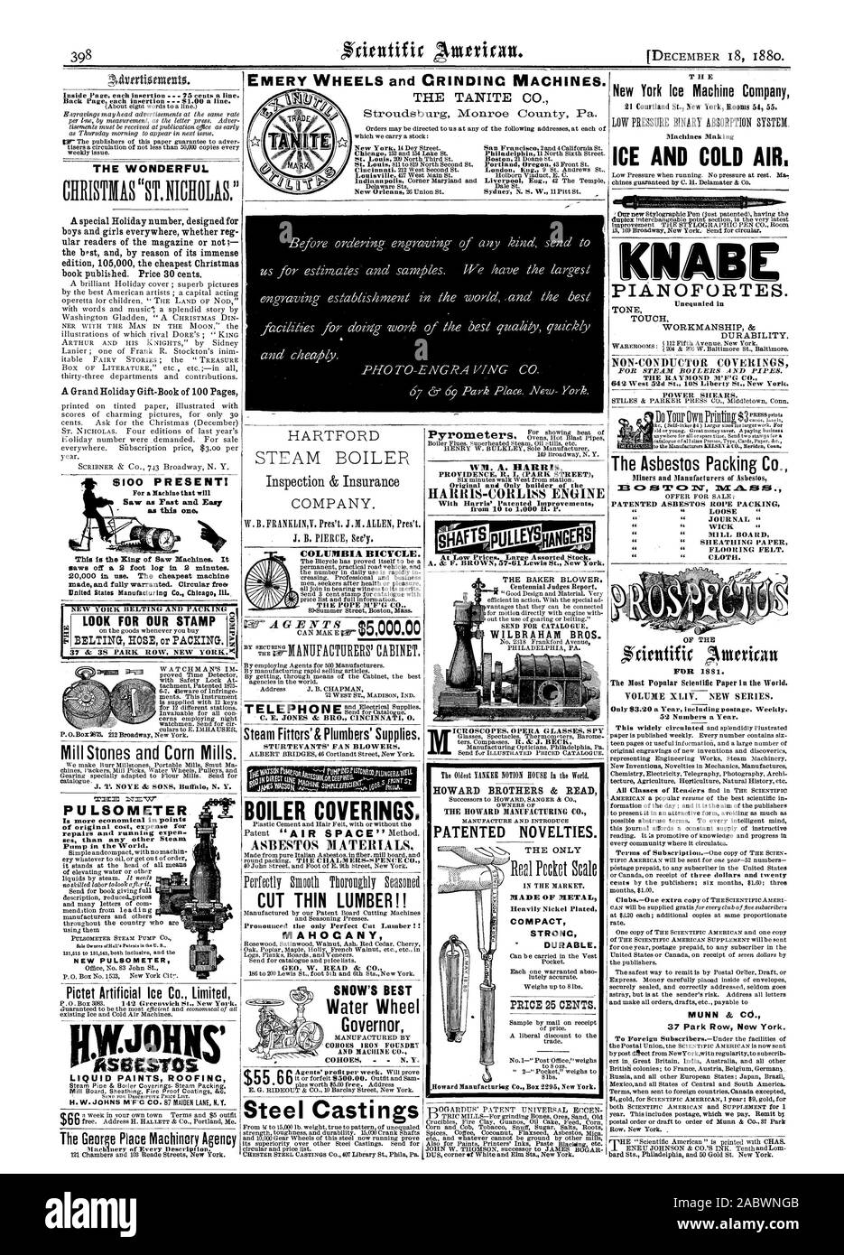 Questo è il Xing di Haw llachines. Esso 20000 in uso. La macchina più conveniente realizzato e pienamente giustificato. Circolare libero. Stati Uniti Manufacturing Co. Chicag NEW YORK cinghie di imballaggio e cercare il nostro timbro 'una delle merci di ogni volta che si acquista mulino pietre e mulini di mais. J. T. NOYE & SONS Buffal N. Y. PU LSOMETER è più economico in punti del costo originario spese per le riparazioni e in esecuzione expen ses rispetto a qualsiasi altro vapore pompa nel peggiore dei casi. Nuovo PULSOMETER Pictet ghiaccio artificiale Co. Limitate le vernici liquide coperture George luogo Agenzia macchine macchinari di ogni descrizione. COLUMBIA BICICLETTA. Il papa M'F Foto Stock